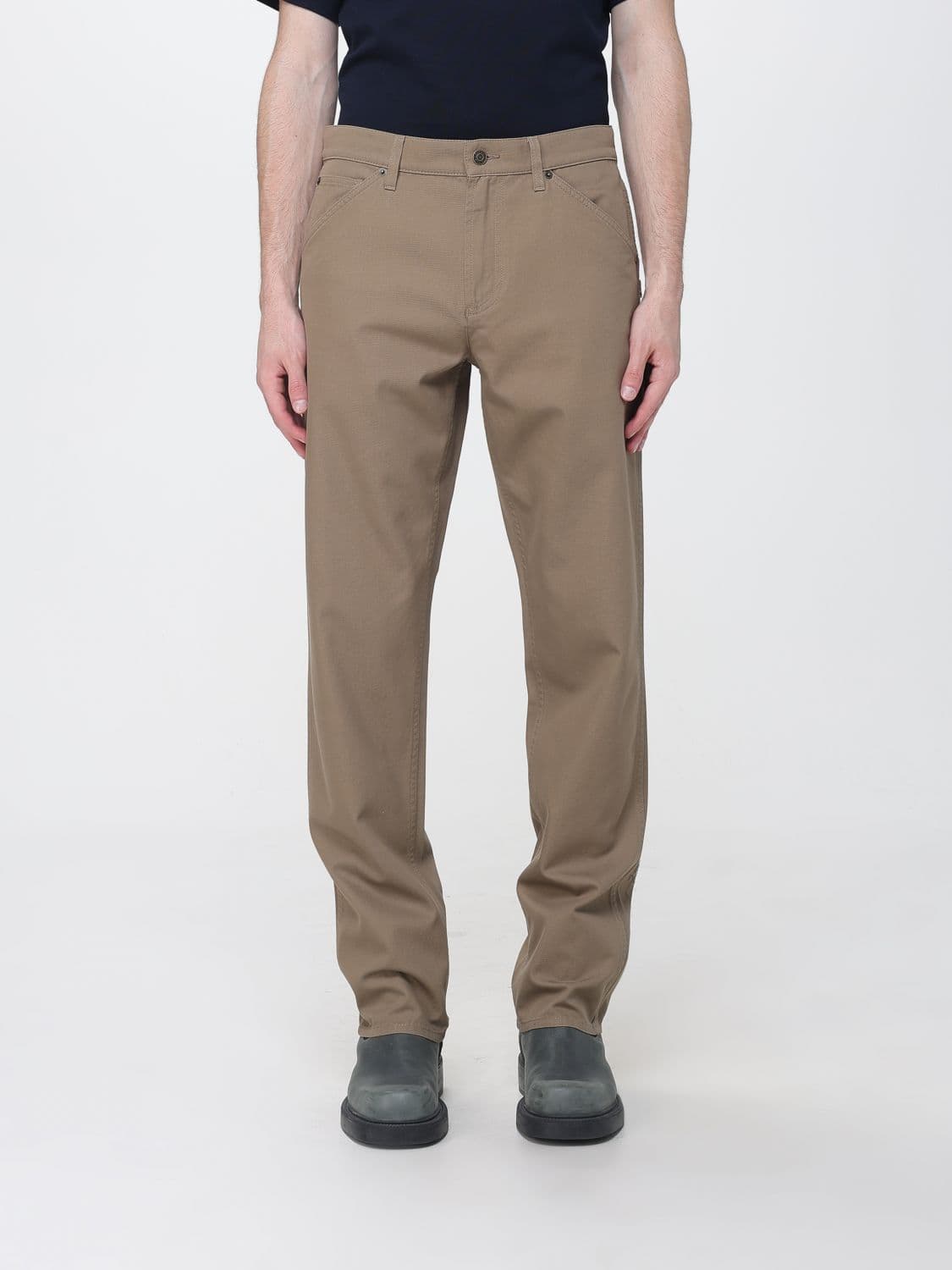 Burberry Straight-Leg Cotton Trousers with Mid-Rise Waist and Belt Loops