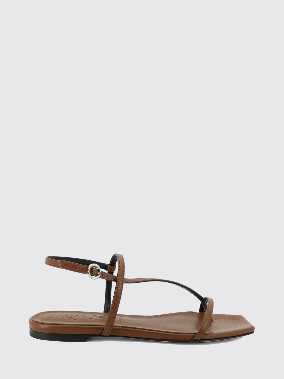 Aeyde Flat Smooth Leather Sandals with Ankle Strap and Square Toe · 40