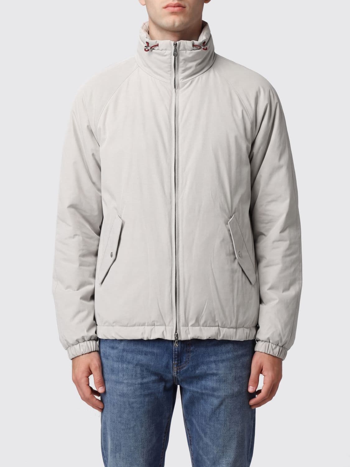 Brunello Cucinelli Nylon Windbreaker Jacket with Detachable Hood and High Neck