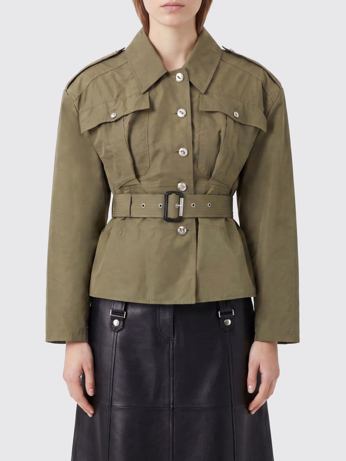 Mcqueen Belted Cotton-Blend Shirt Jacket with Epaulettes and Patch Pockets