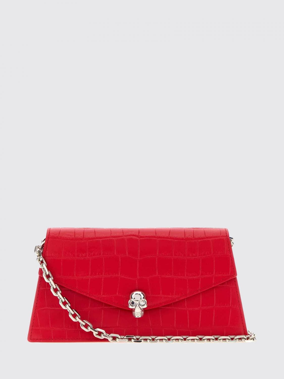 Mcqueen Mini Bag in Croc-Effect Calfskin Leather with Skull · OS