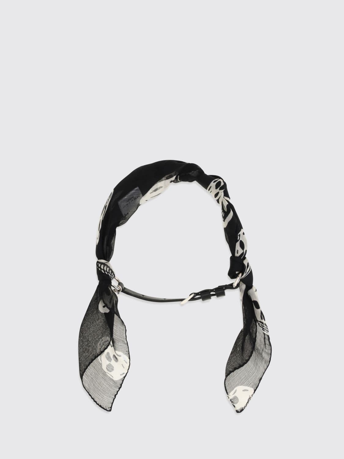 Mcqueen Skull Charm Silk and Leather Bracelet