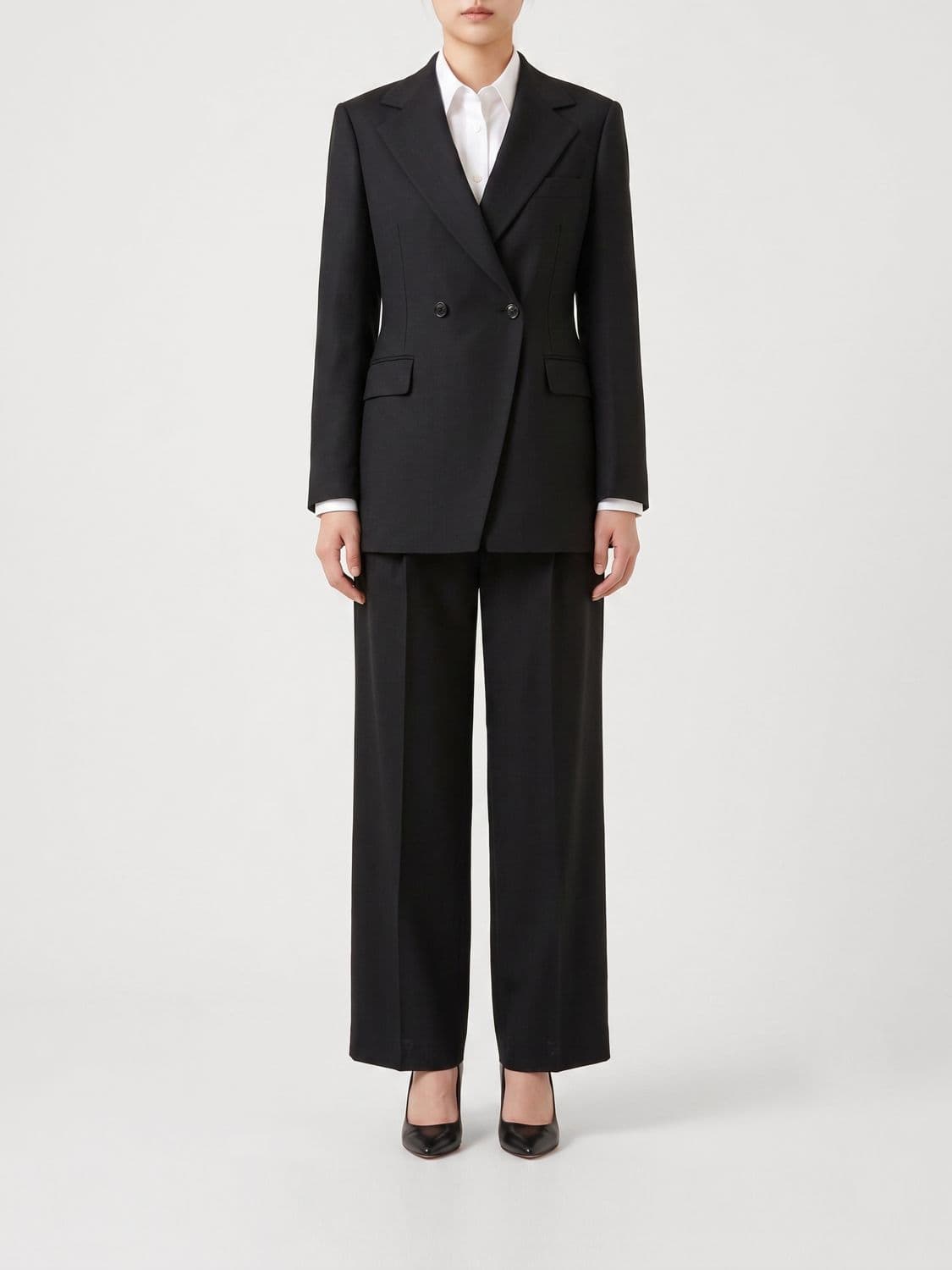 Tagliatore Double-Breasted Black Viscose Blend Suit