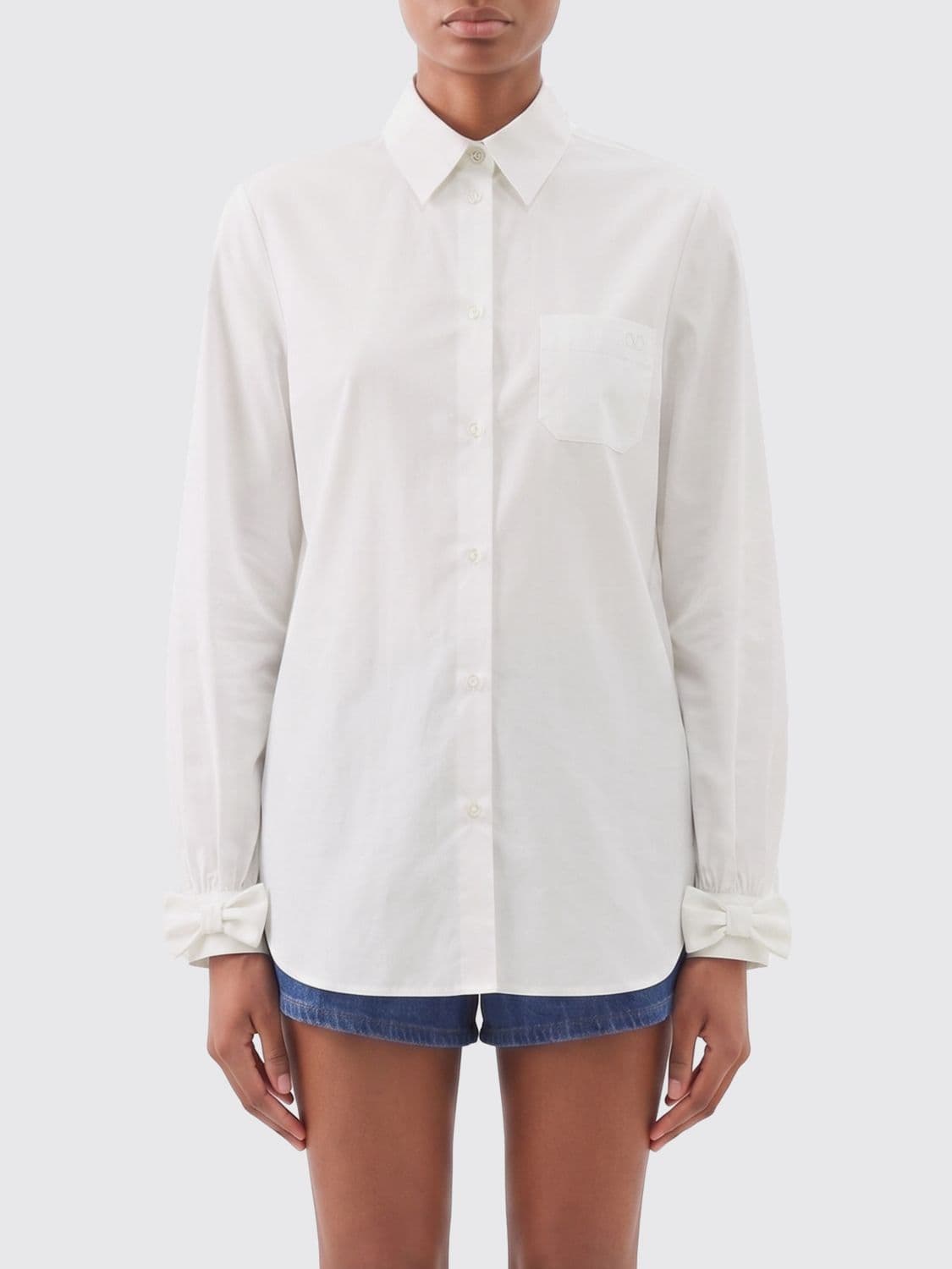 Valentino Cotton Shirt with Collar Bow