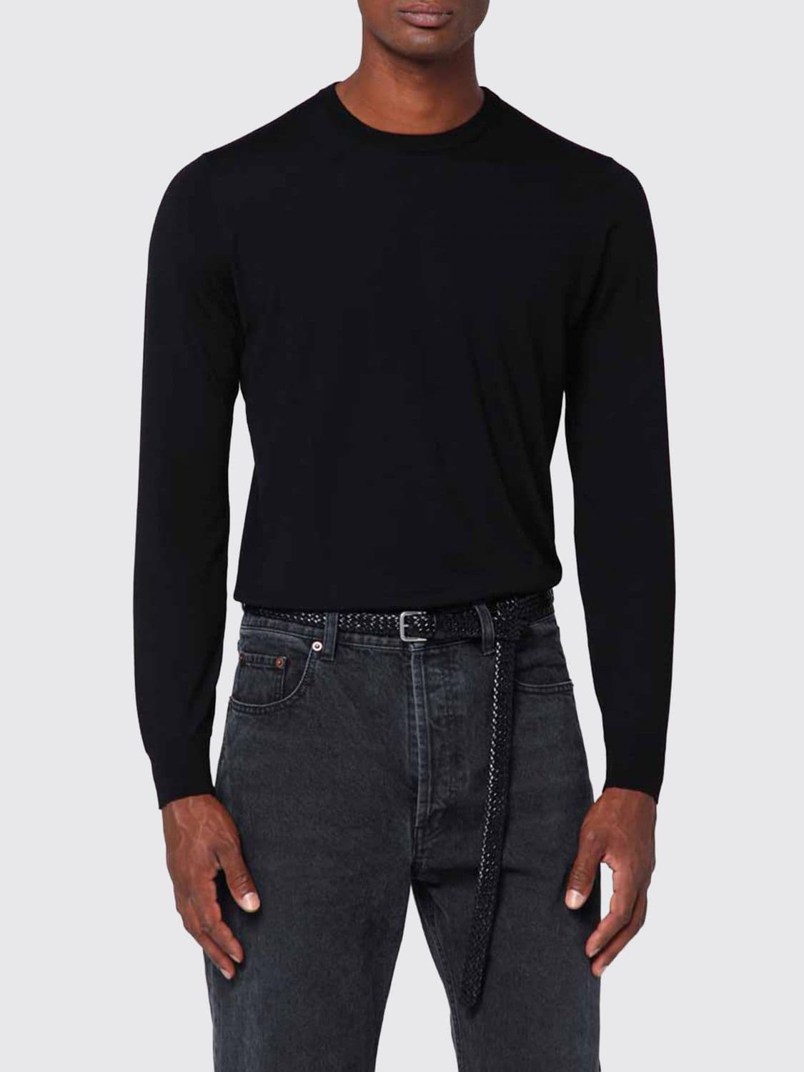 Drumohr Long-Sleeved Crew-Neck Jumper with Ribbed Cuffs and Hem