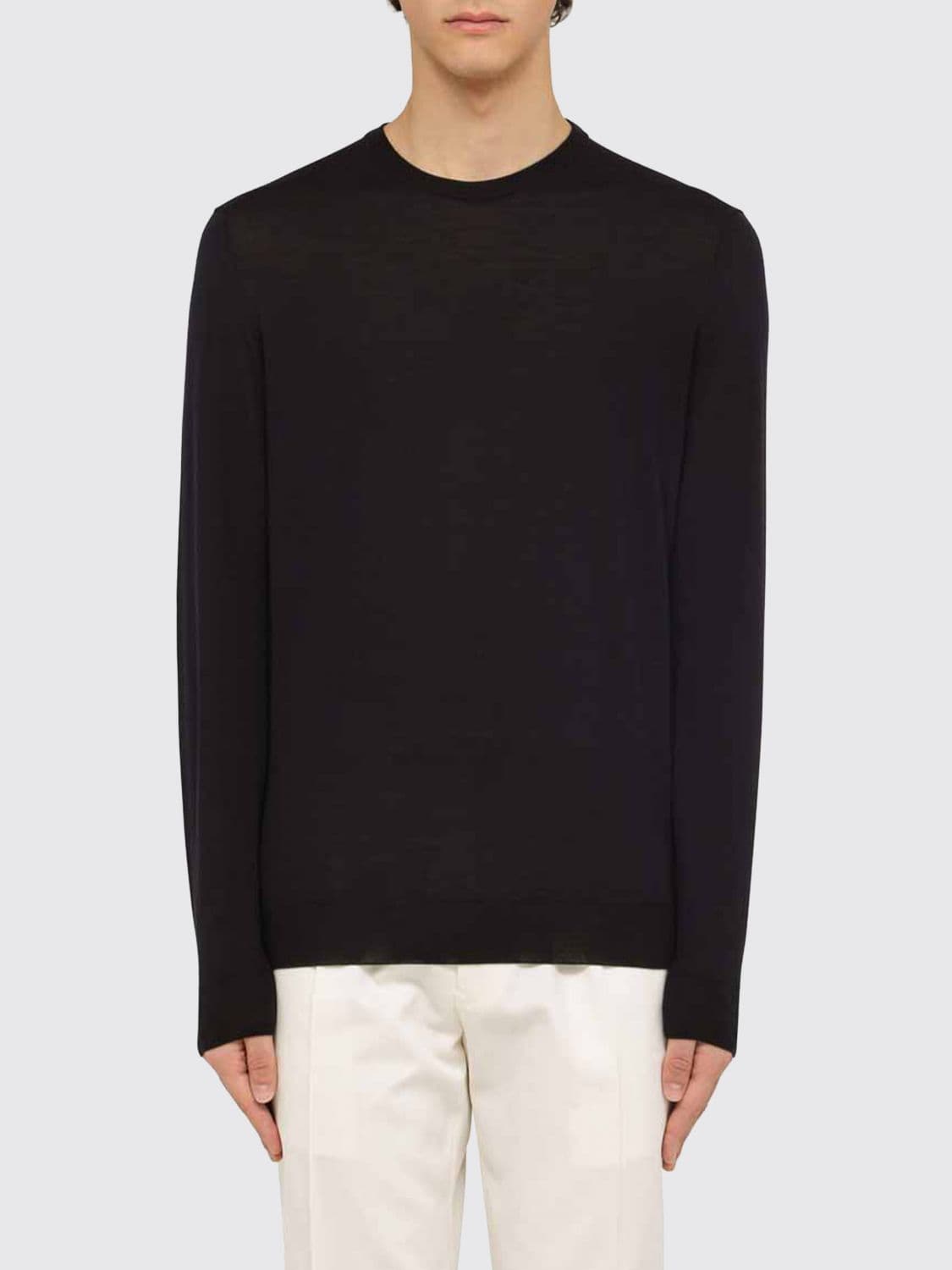 Drumohr Long-Sleeved Crew-Neck Jumper with Ribbed Cuffs and Hem