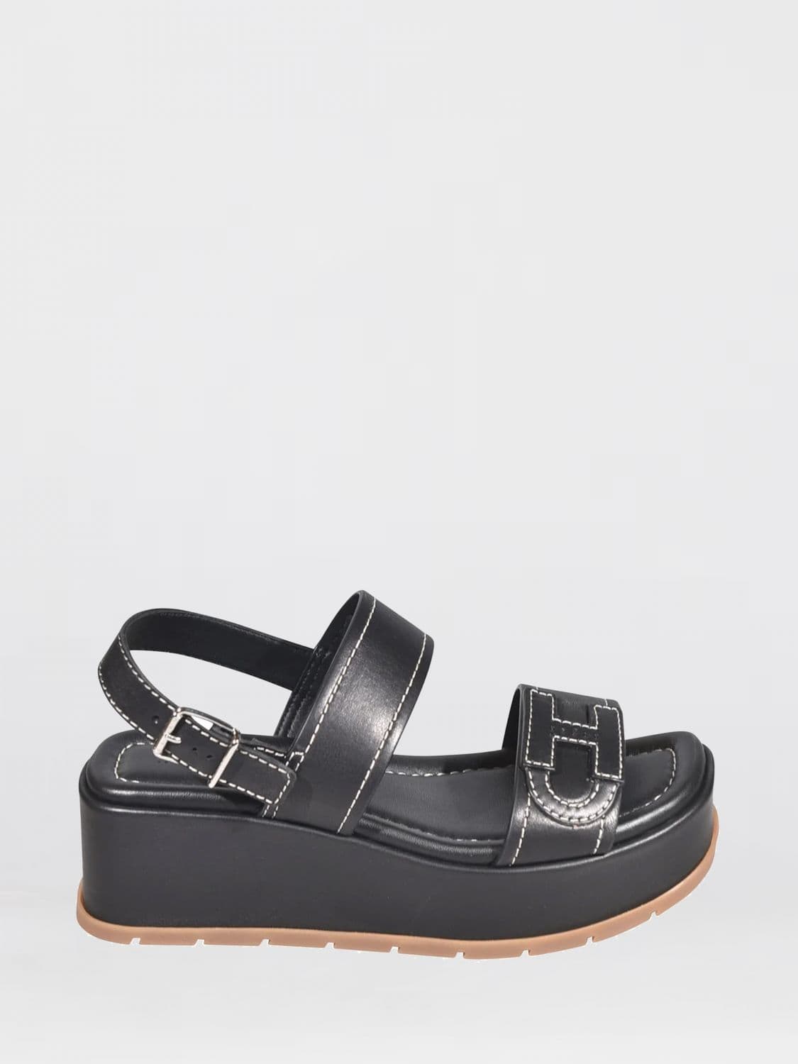 Hogan H703 Leather Wedge Sandals with Embroidered H Logo · 40