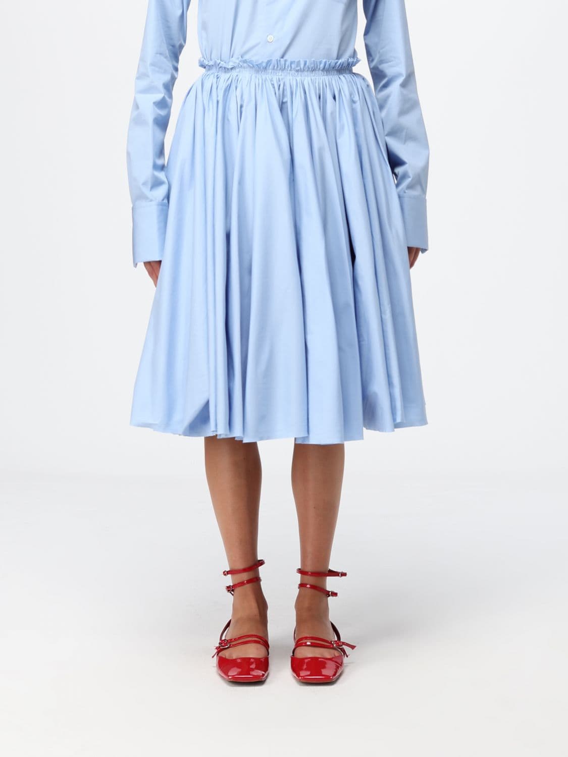 Ami Paris High-Waisted Pleated Cotton Mini Skirt