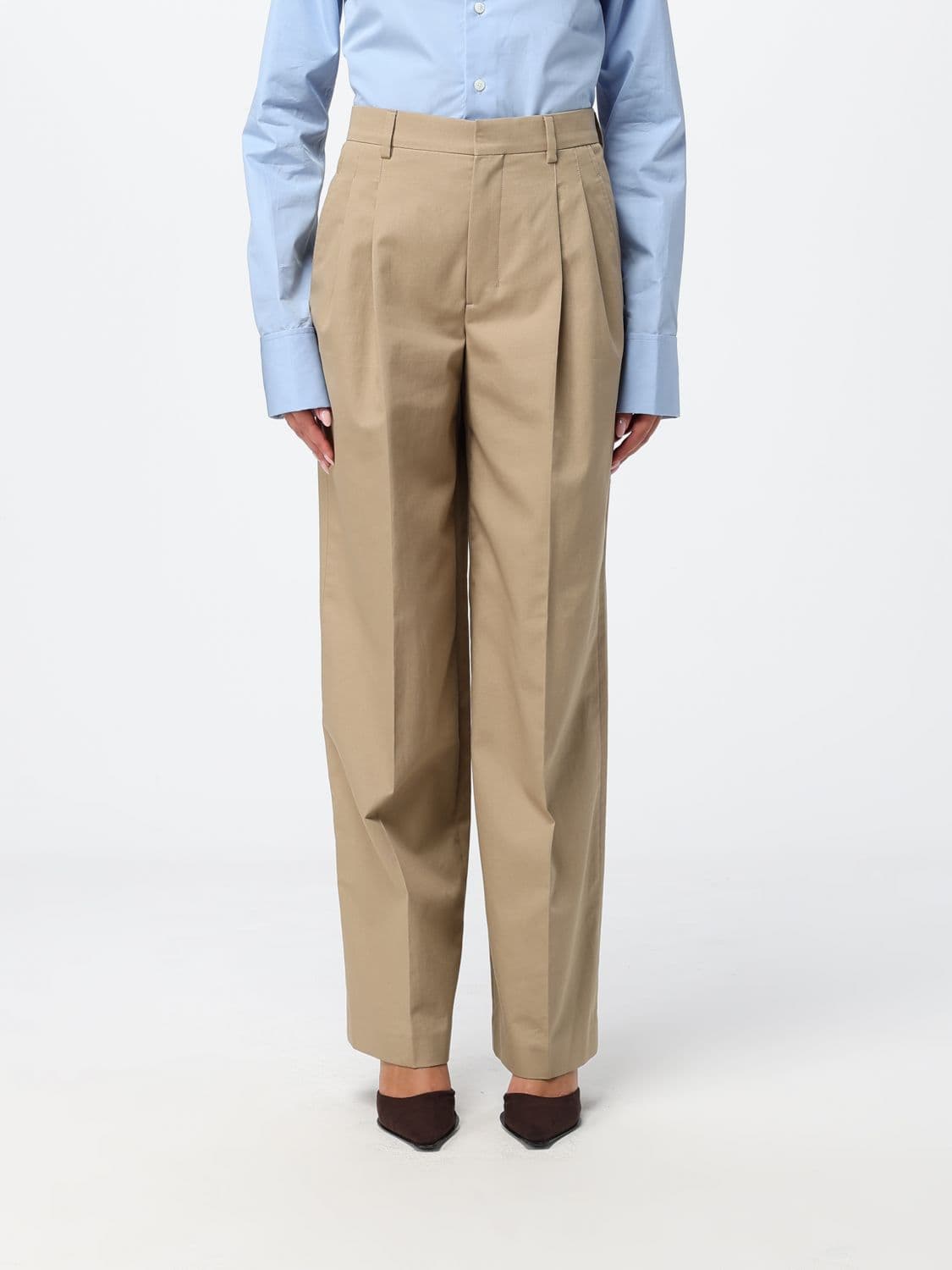Ami Paris High-Waisted Wide-Leg Cotton Palazzo Trousers