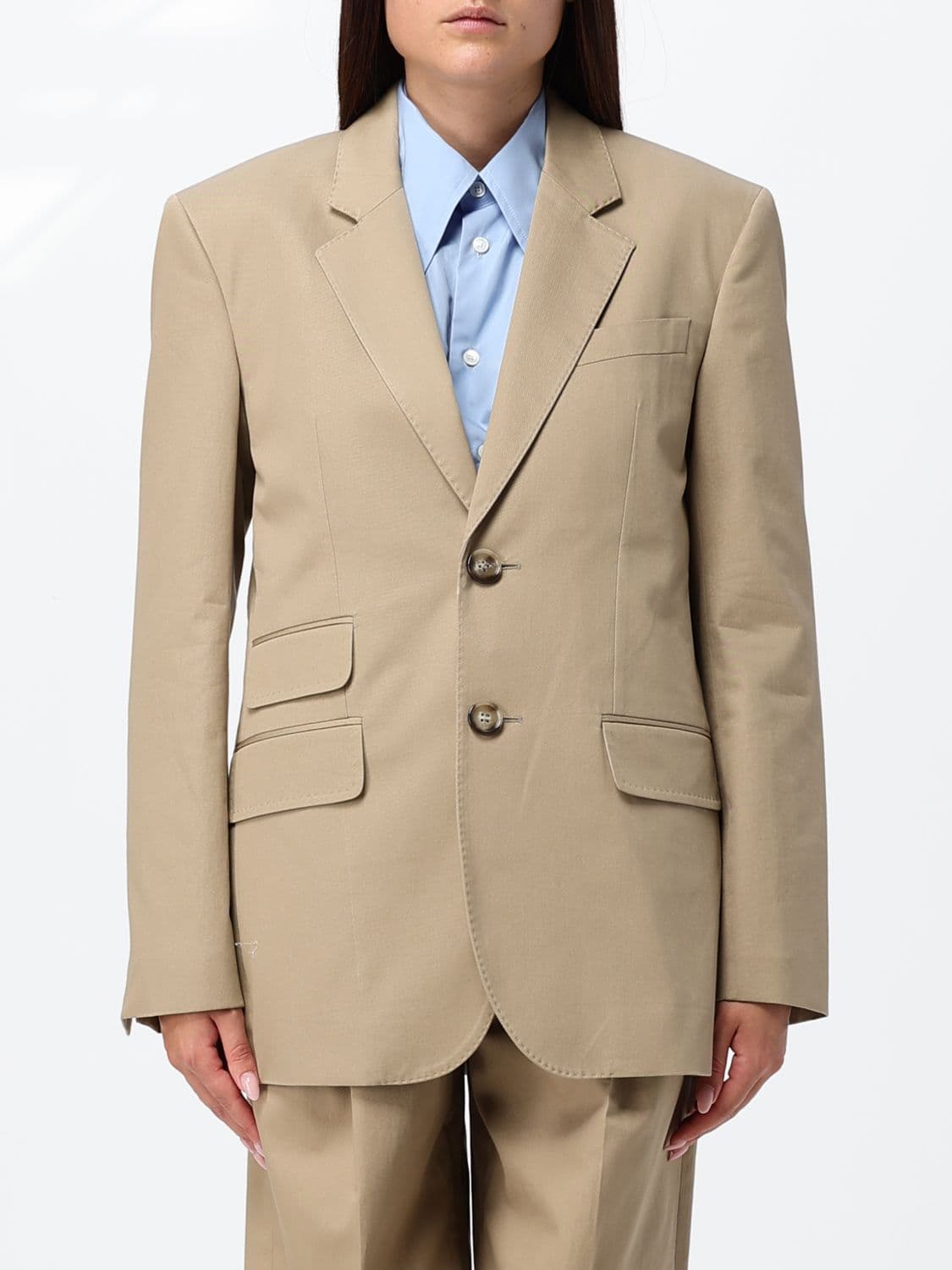 Ami Paris Single-Breasted Cotton Blazer with Lapels and Flap Pockets