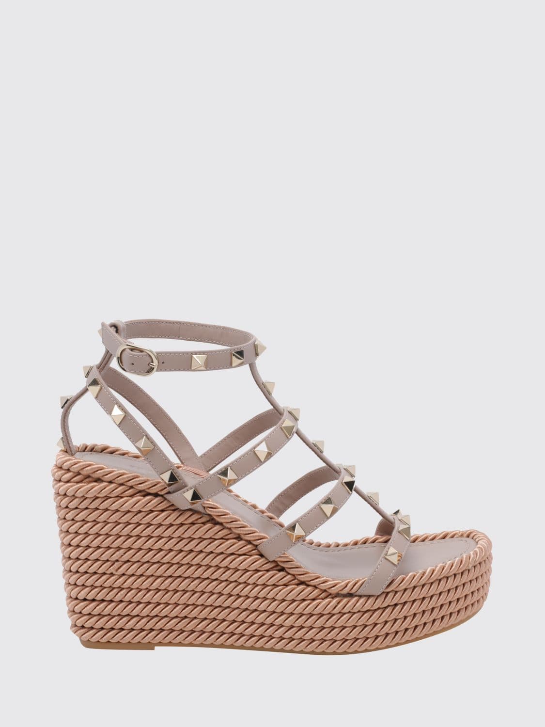 Valentino Garavani Rockstud Leather Wedge Sandals with Studs · 38