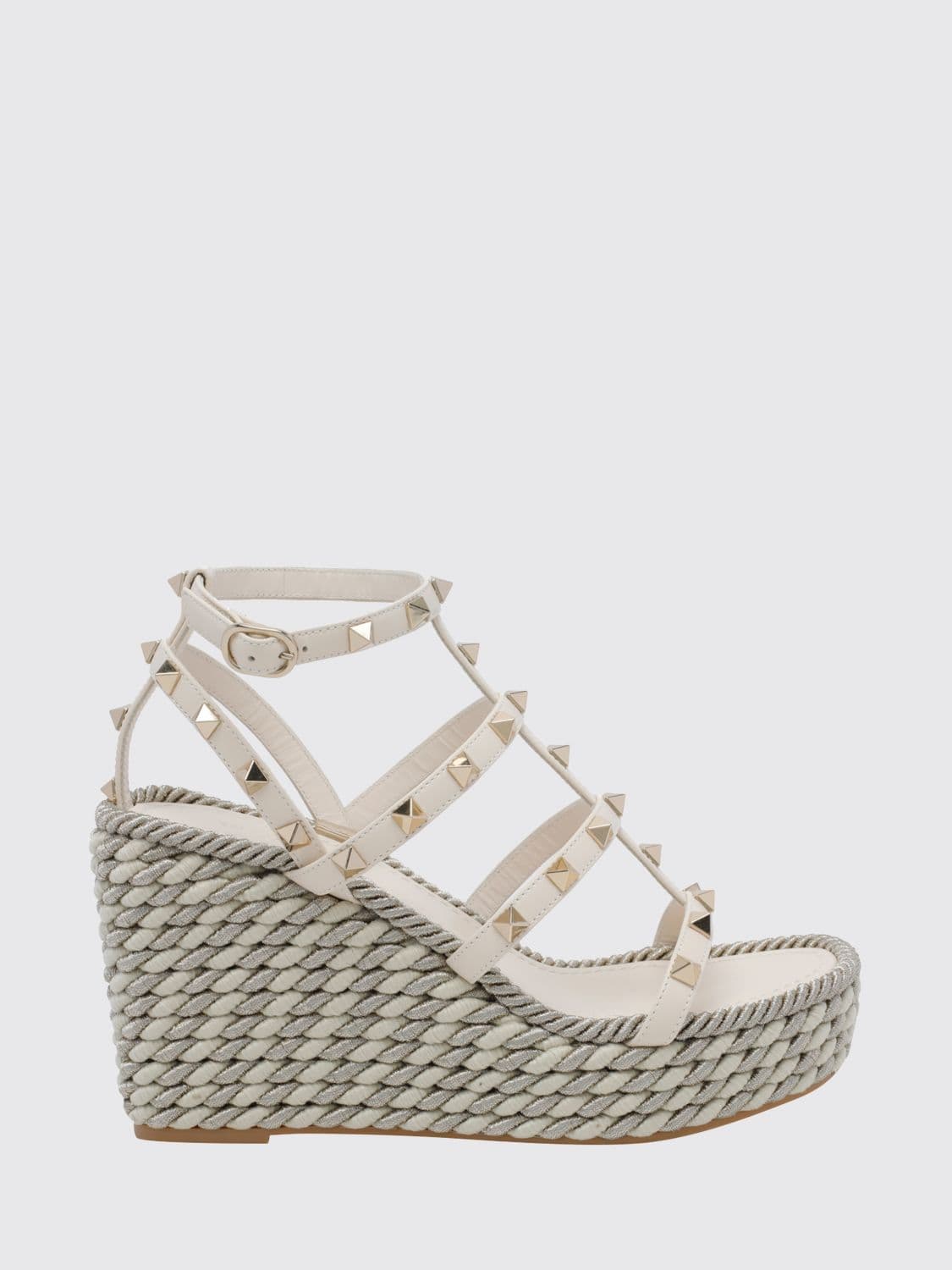 Valentino Garavani Rockstud Studded Leather Wedge Sandals