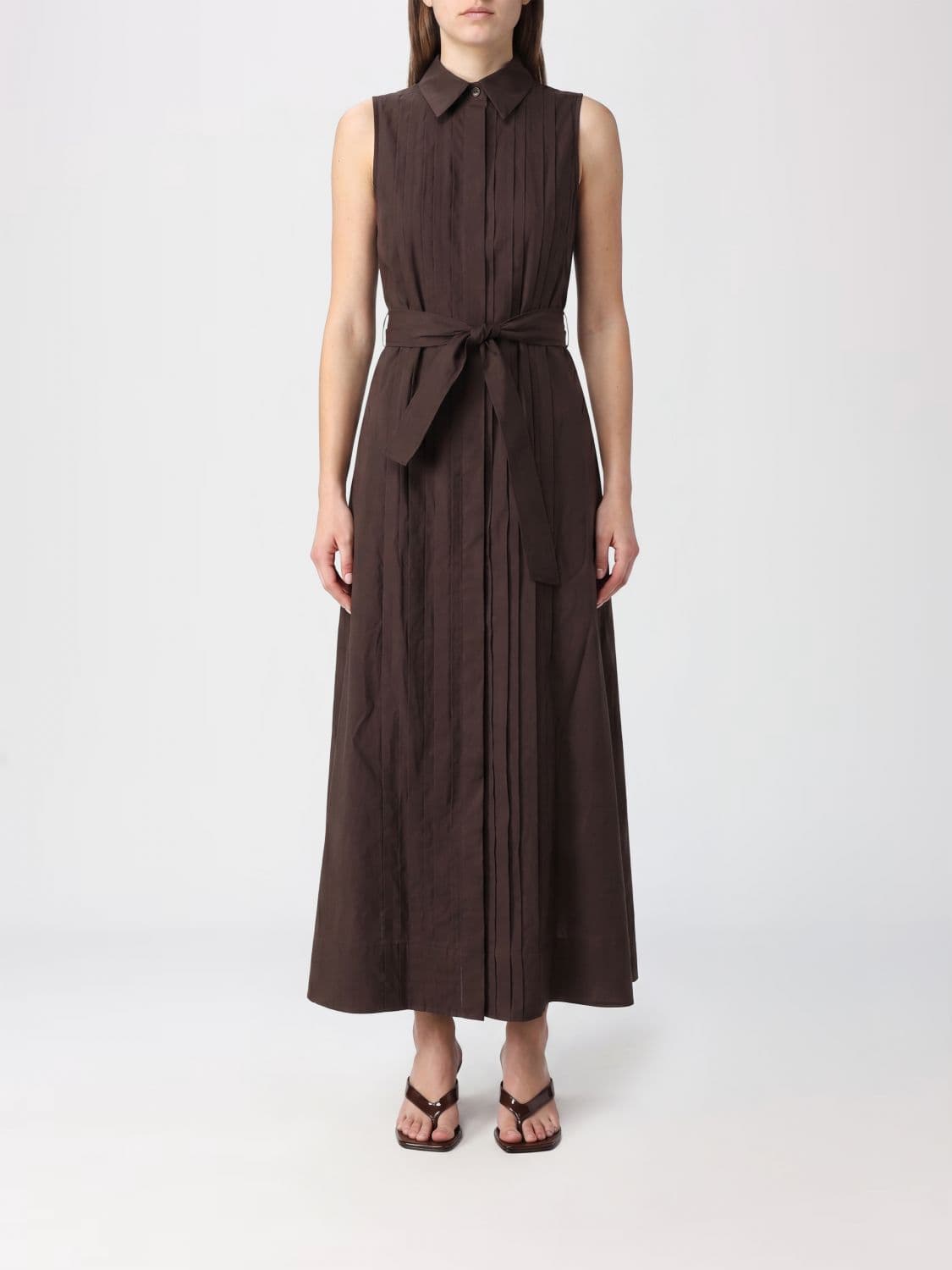 Parosh Off-the-Shoulder Cotton Midi Shirtdress P. A.R. O.S. H. with Pleated Skirt