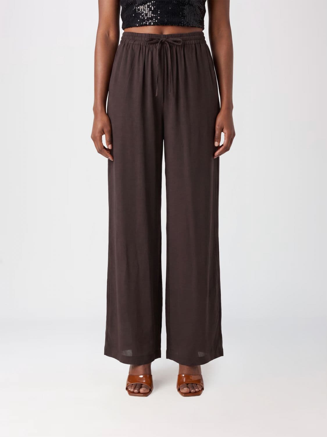 Parosh High-Waisted Silk Palazzo Trousers P. A.R. O.S. H. with Drawstring Waist