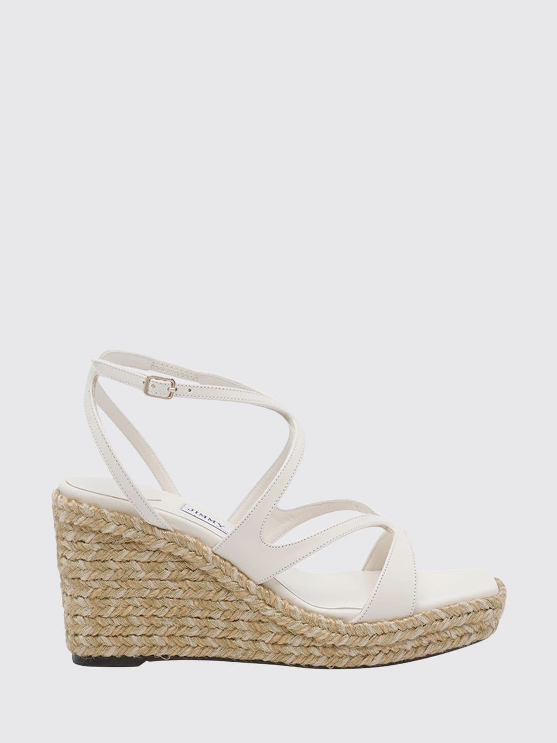 Jimmy Choo Ayla Square-Toe Leather Wedge Sandals