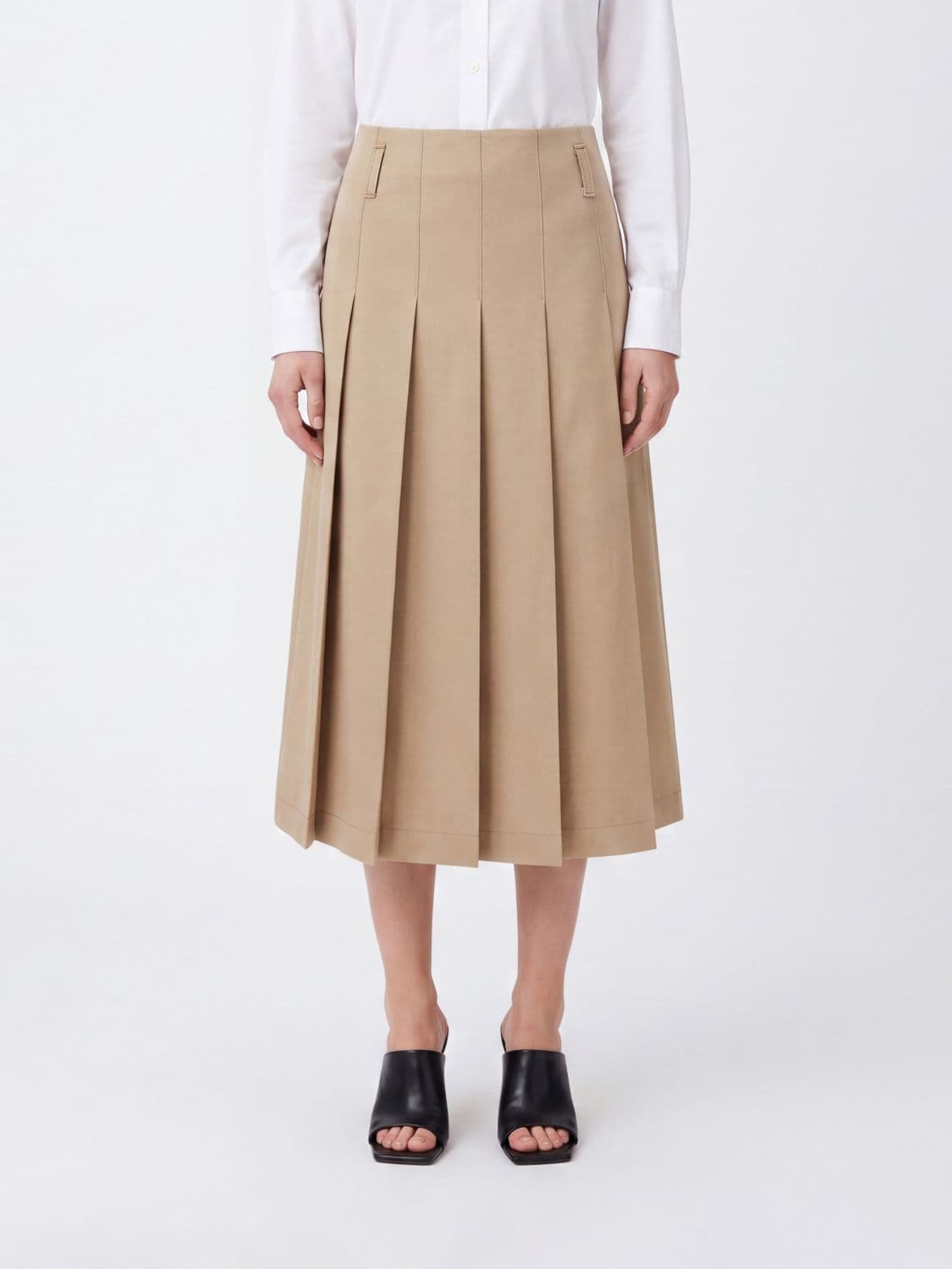A.p.c. A. P.C. Pleated Cotton Midi Skirt with Belt Loops · 36