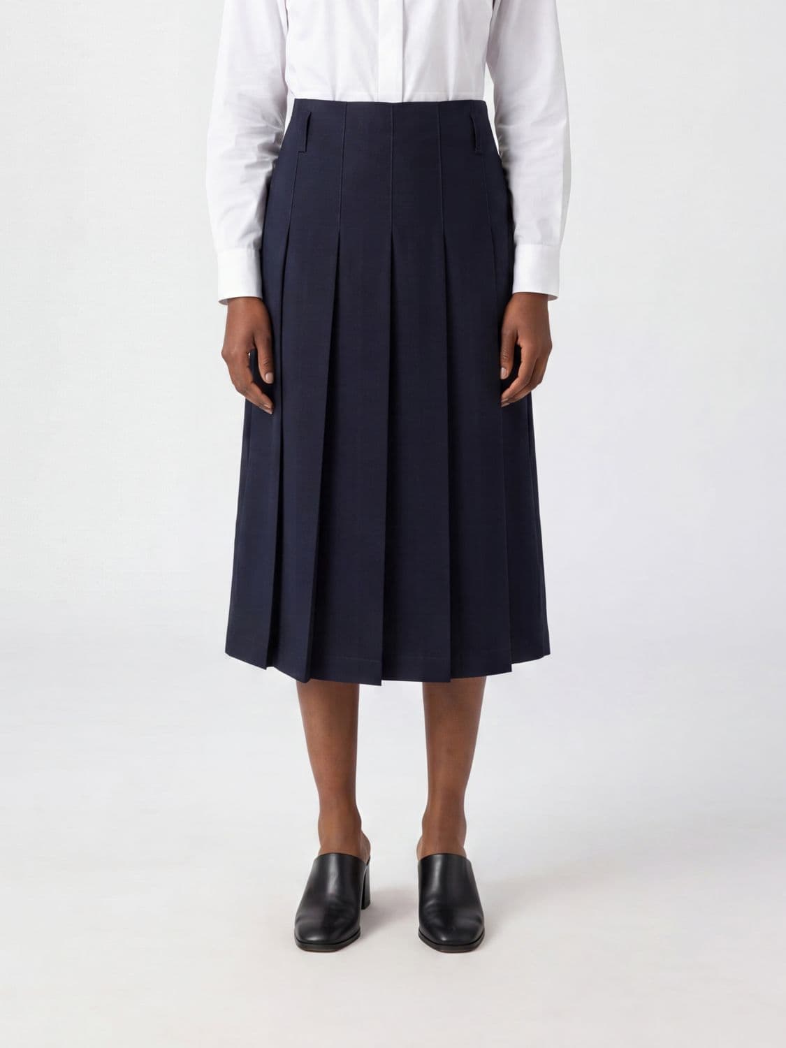 A.p.c. A. P.C. Pleated Cotton Midi Skirt with Belt Loops