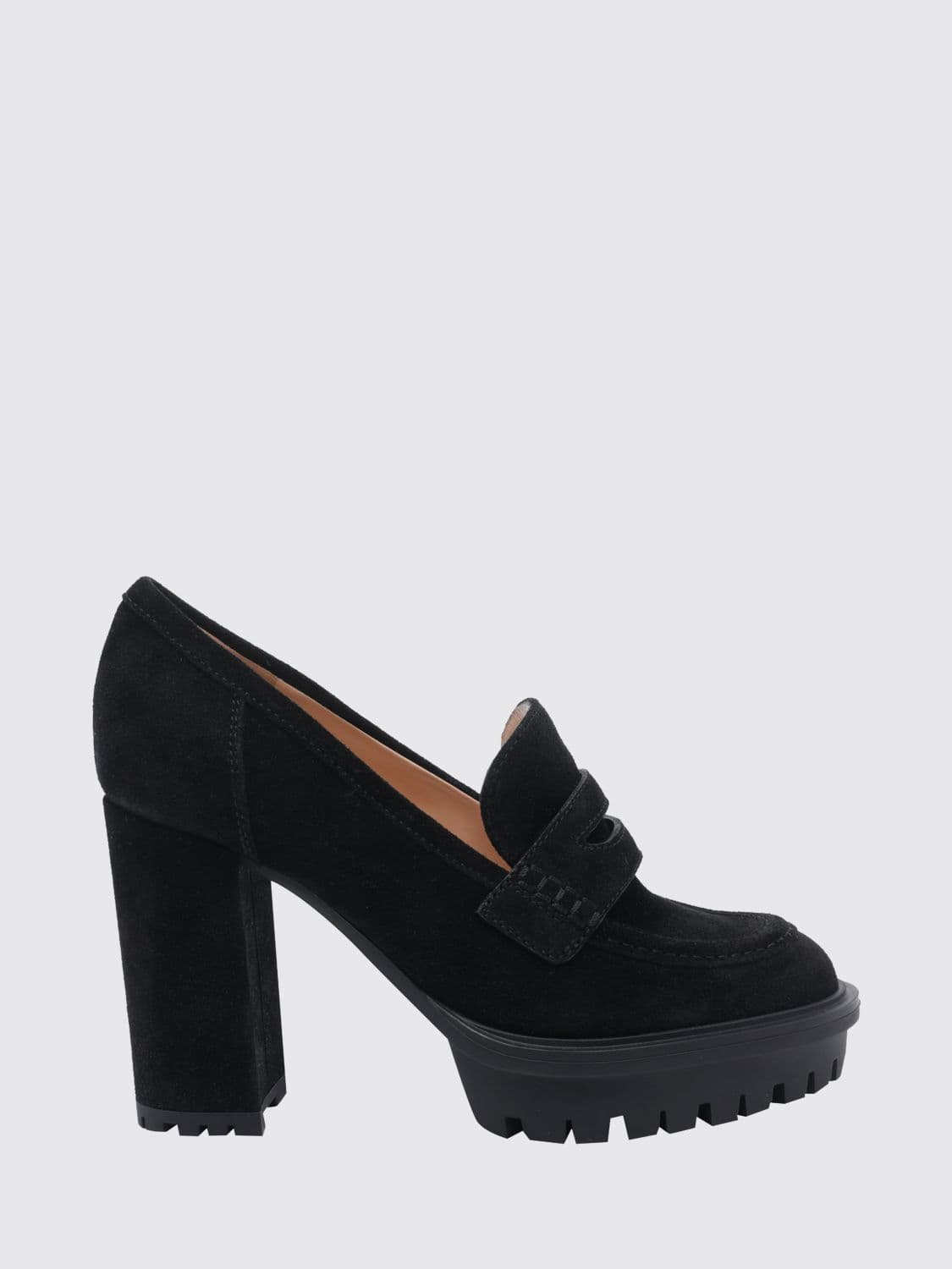 Gianvito Rossi Suede Court Shoes with High Heel and Serrated Platform Sole