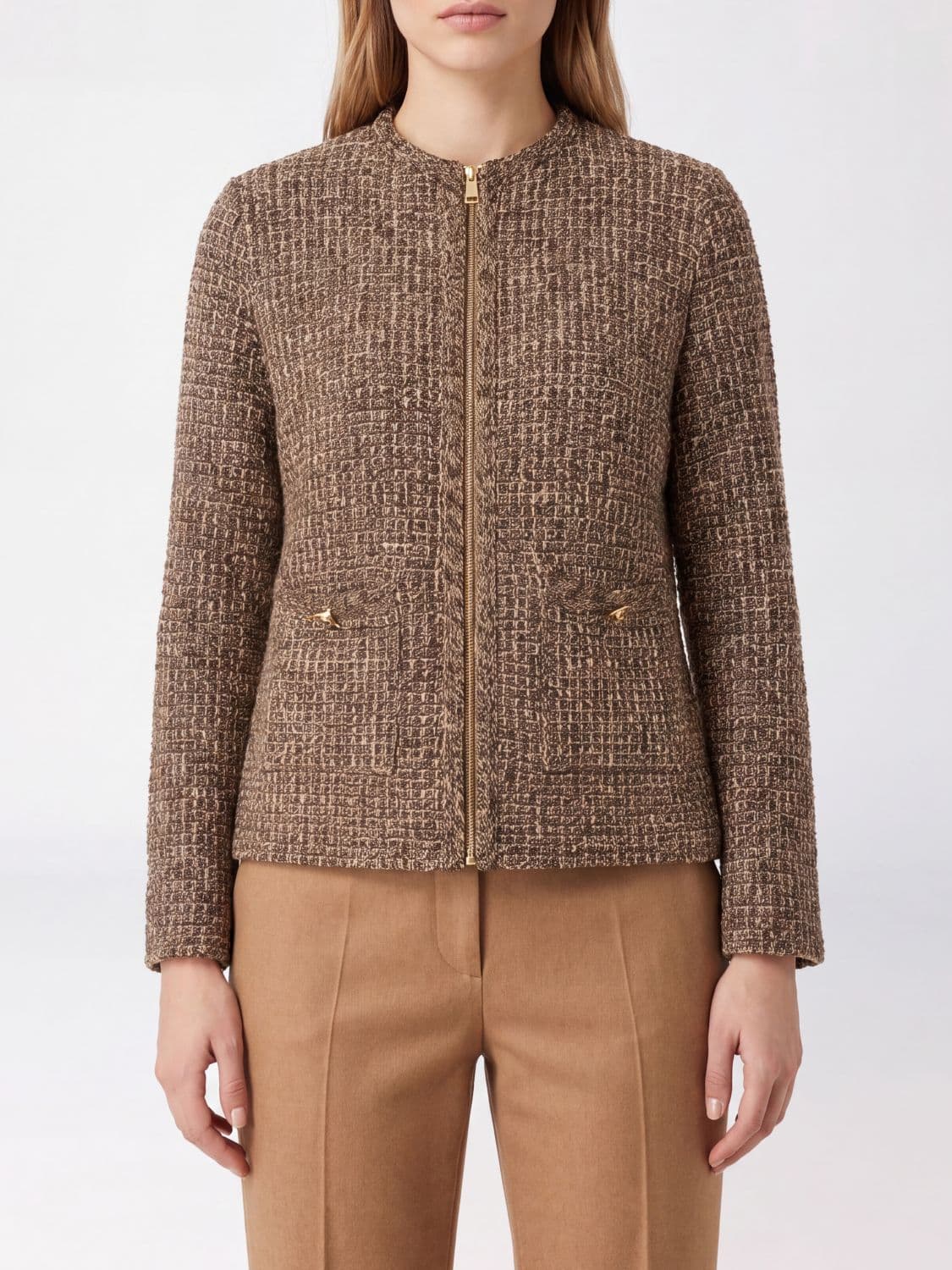 Fabiana Filippi Slim Fit Wool and Cashmere Blend Cardigan with Zip