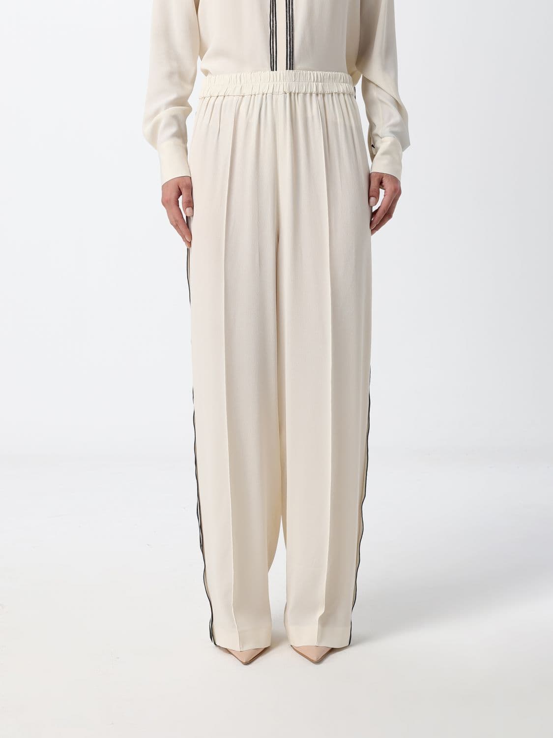 Fabiana Filippi Striped Crêpe de Chine High-Waisted Palazzo Trousers