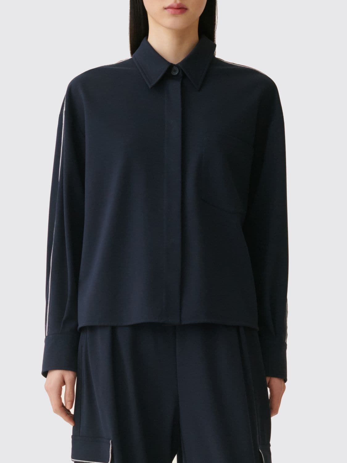Fabiana Filippi Viscose Shirt Jacket with Concealed Closure