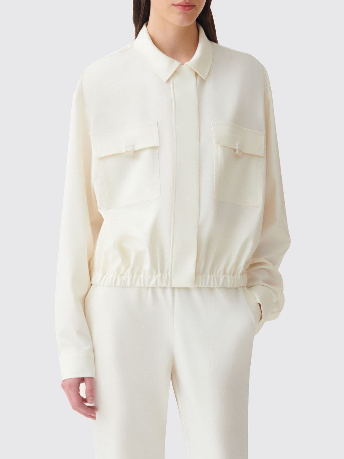 Fabiana Filippi Viscose Blend Bomber Jacket with Patch Pockets