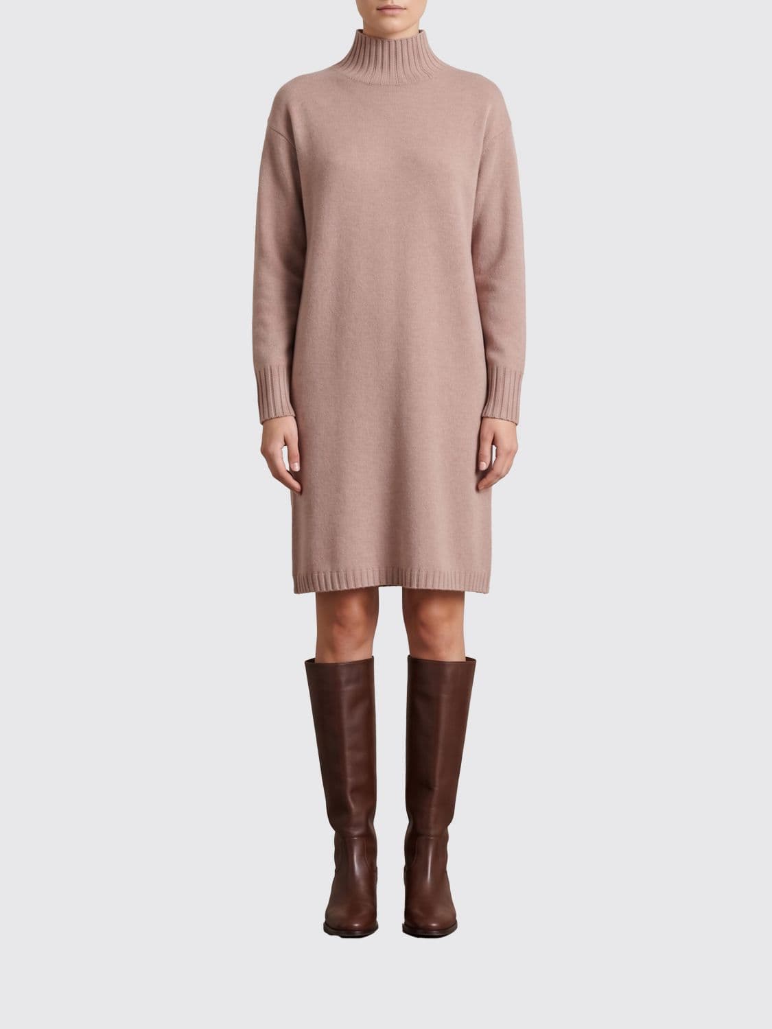 Fabiana Filippi Wool, Silk and Cashmere Knit Turtleneck Mini Dress