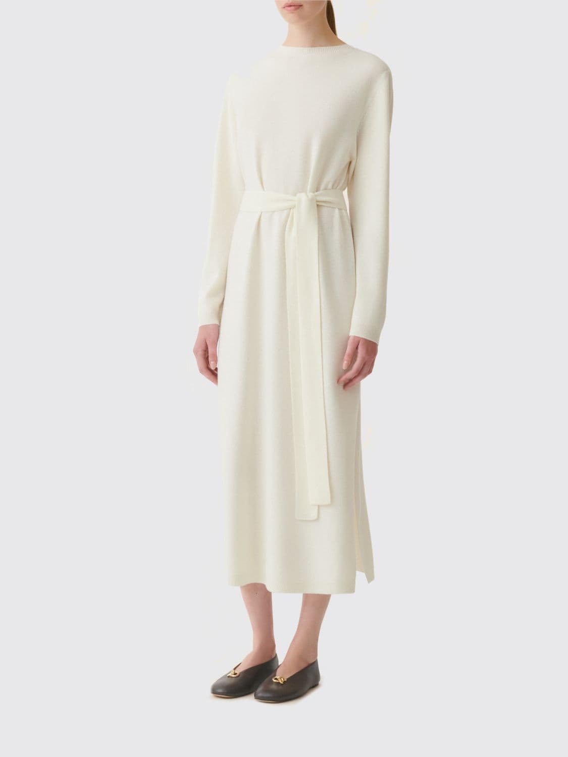 Fabiana Filippi Wool and Cashmere Blend Midi Knit Dress with Waist Belt