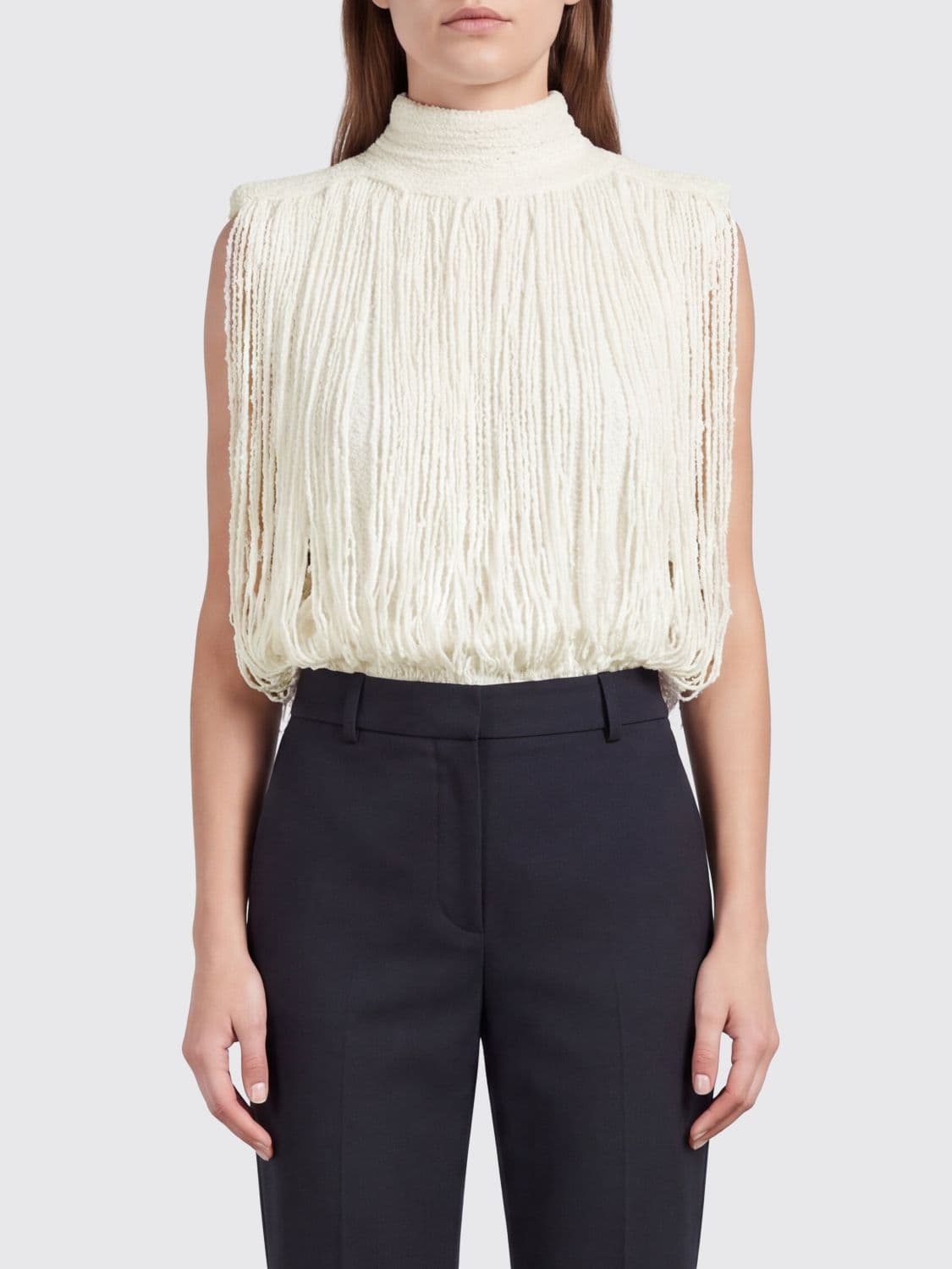Fabiana Filippi Sleeveless Turtleneck Top in Wool, Silk and Cashmere Blend