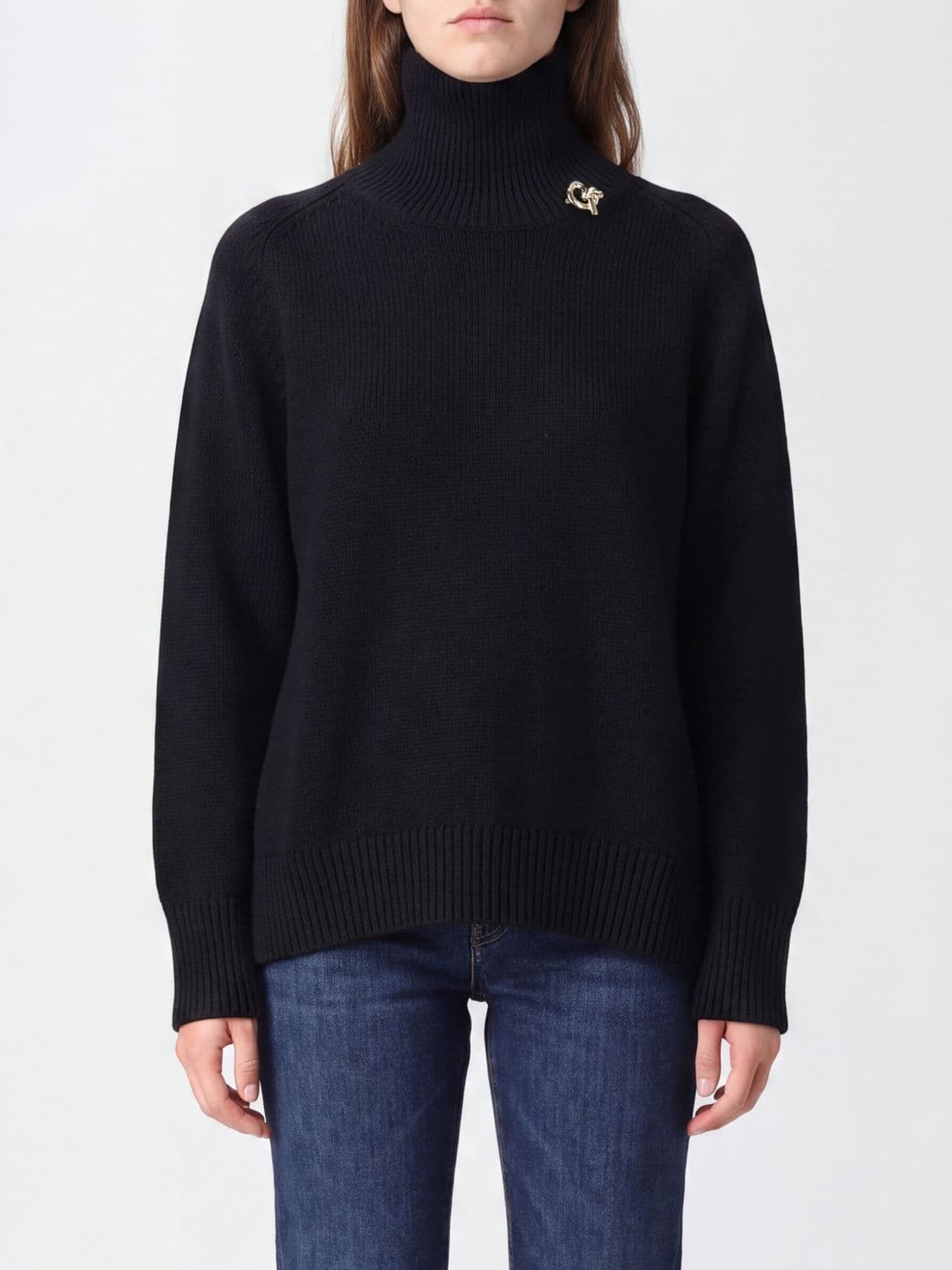 Fabiana Filippi Virgin Wool Turtleneck Jumper with Metal Detail