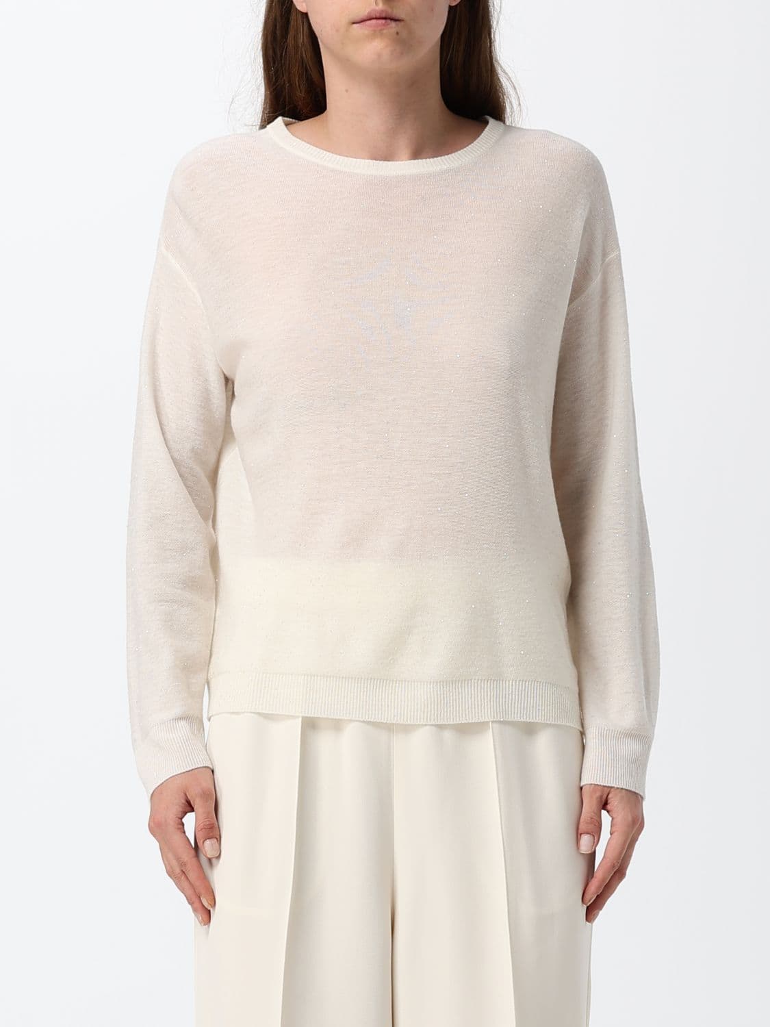 Fabiana Filippi Wool Blend Crewneck Jumper with Sequin Appliqué