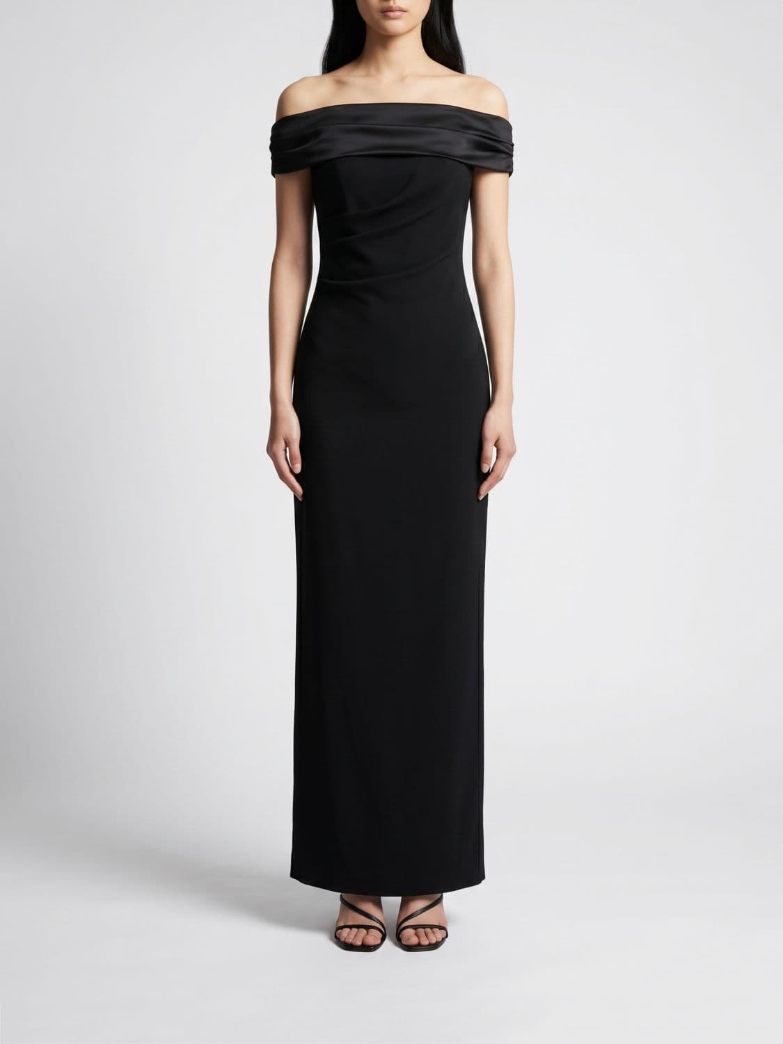 Solace London Adele Off-The-Shoulder Draped Satin Long Evening Gown · 10