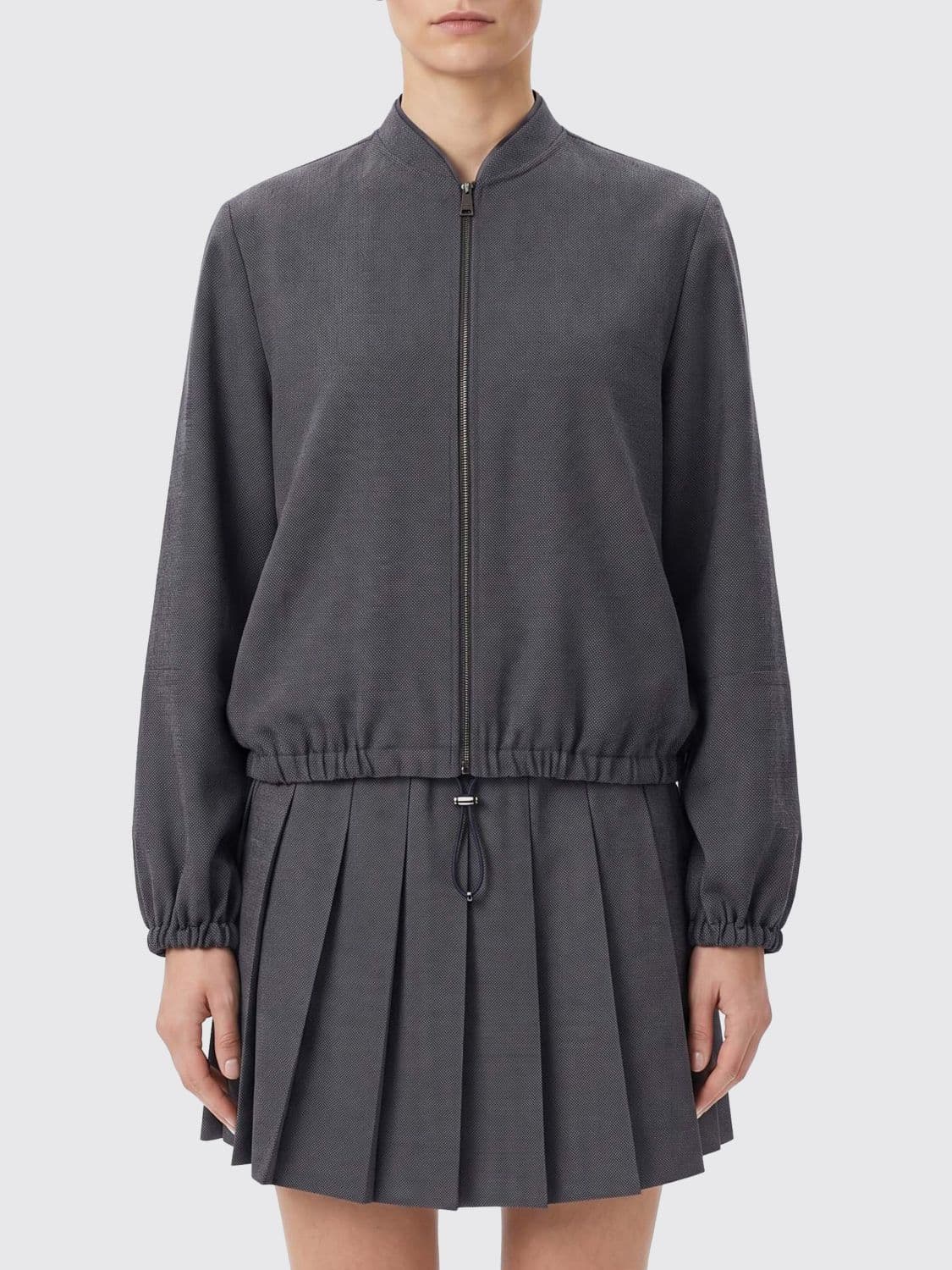 Fabiana Filippi Wool-Blend Bomber Jacket with Zip Closure and Elasticated Trims