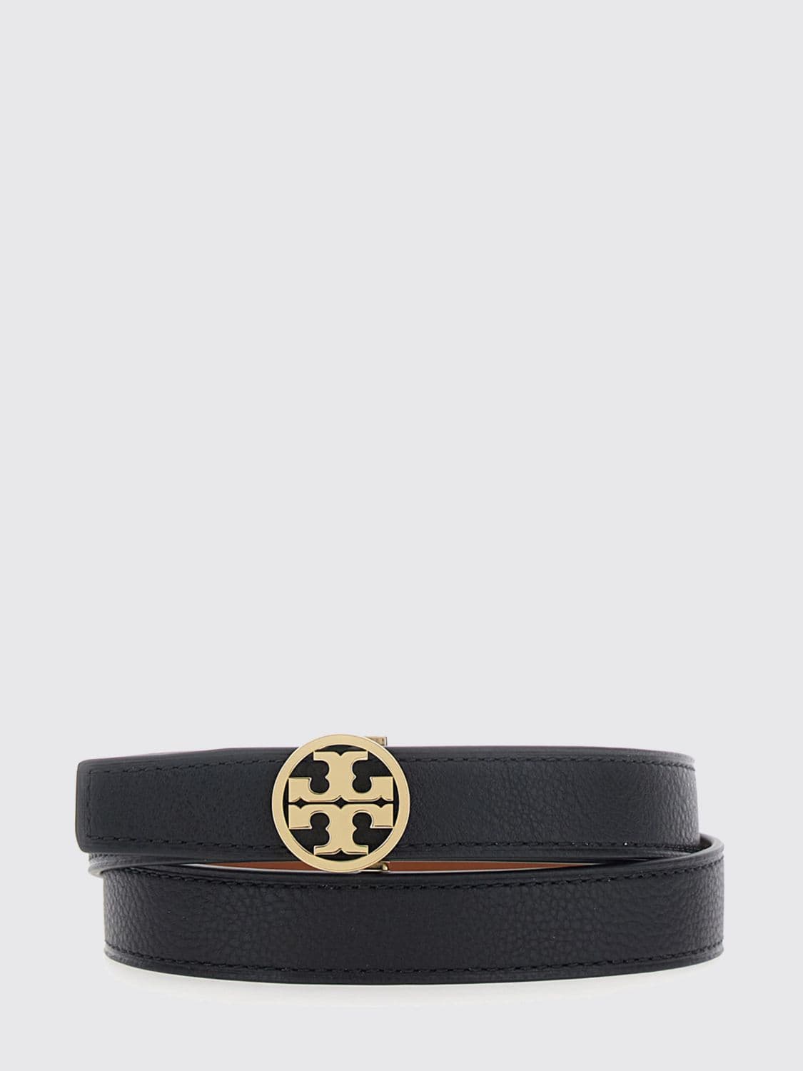 Tory Burch Reversible Calfskin Leather Belt with Double T Buckle