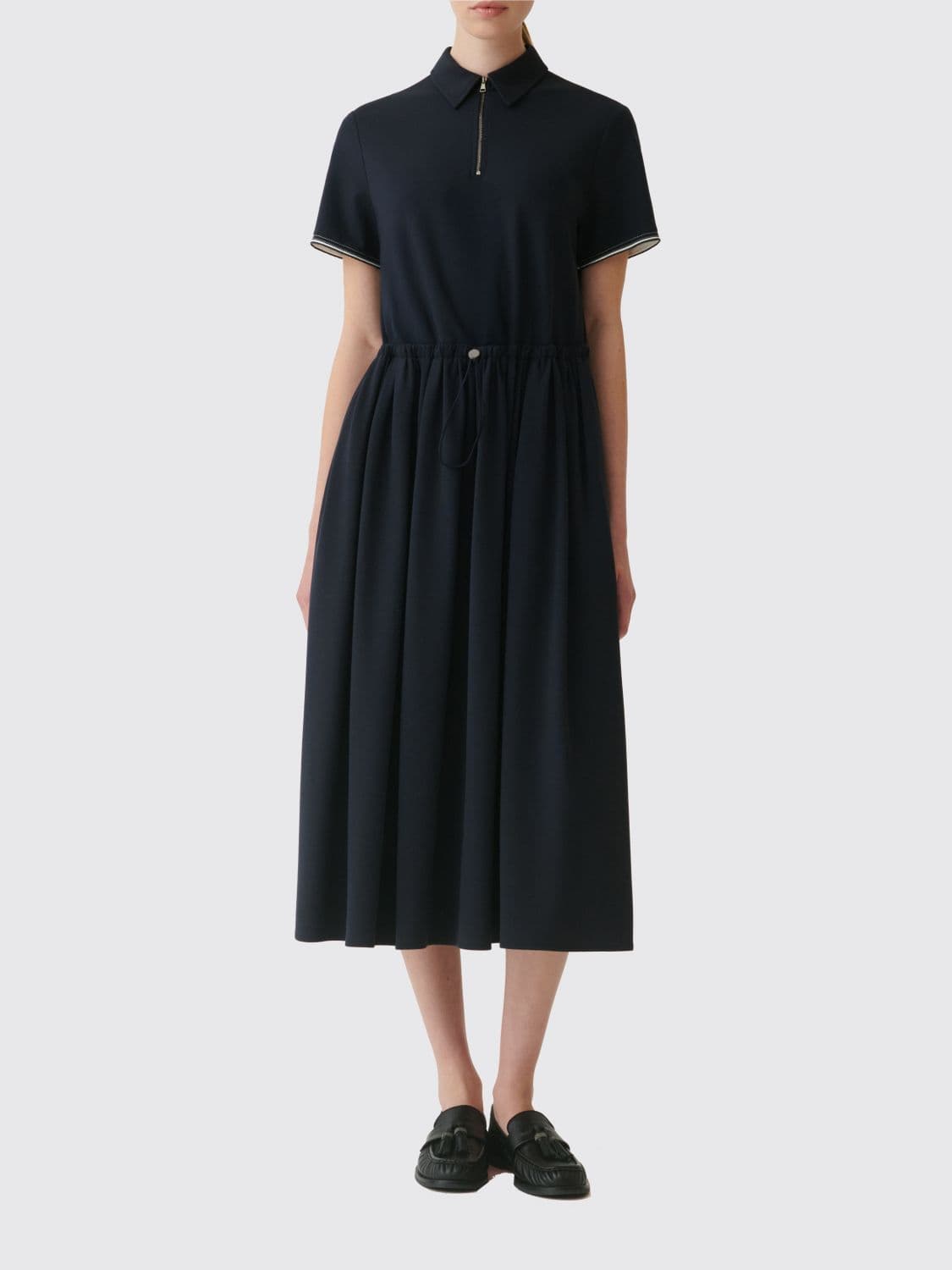 Fabiana Filippi Polo-Style Midi Shirtdress with Drawstring Waist