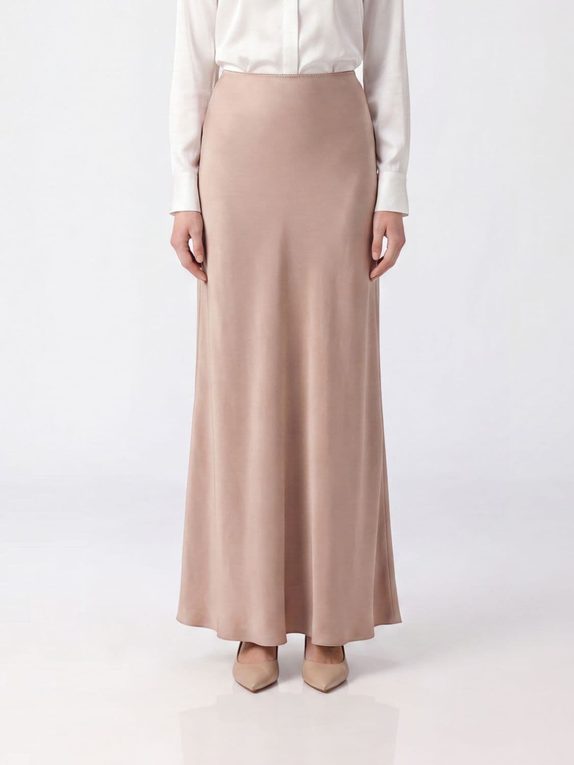 Fabiana Filippi High-Waisted Lyocell Satin Long Pencil Skirt
