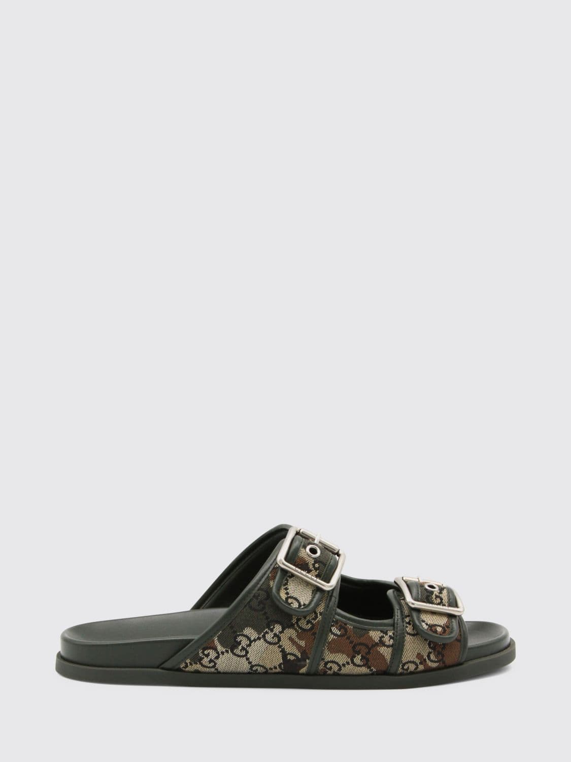 Gucci Leather and Cotton Sandals with Jacquard GG Monogram and Camouflage Pattern