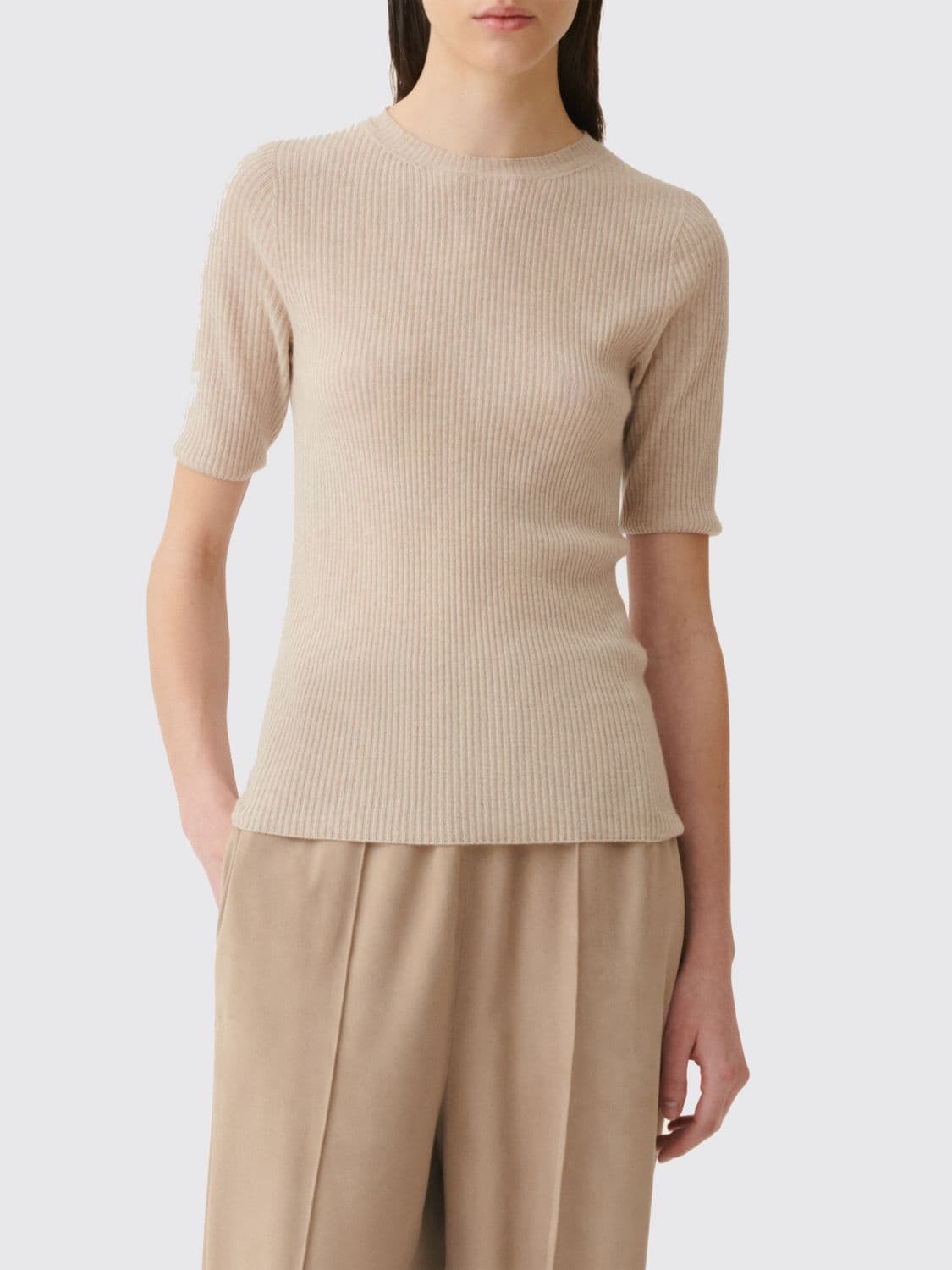 Fabiana Filippi Short-Sleeved Crew-Neck Jumper in Wool, Silk and Cashmere
