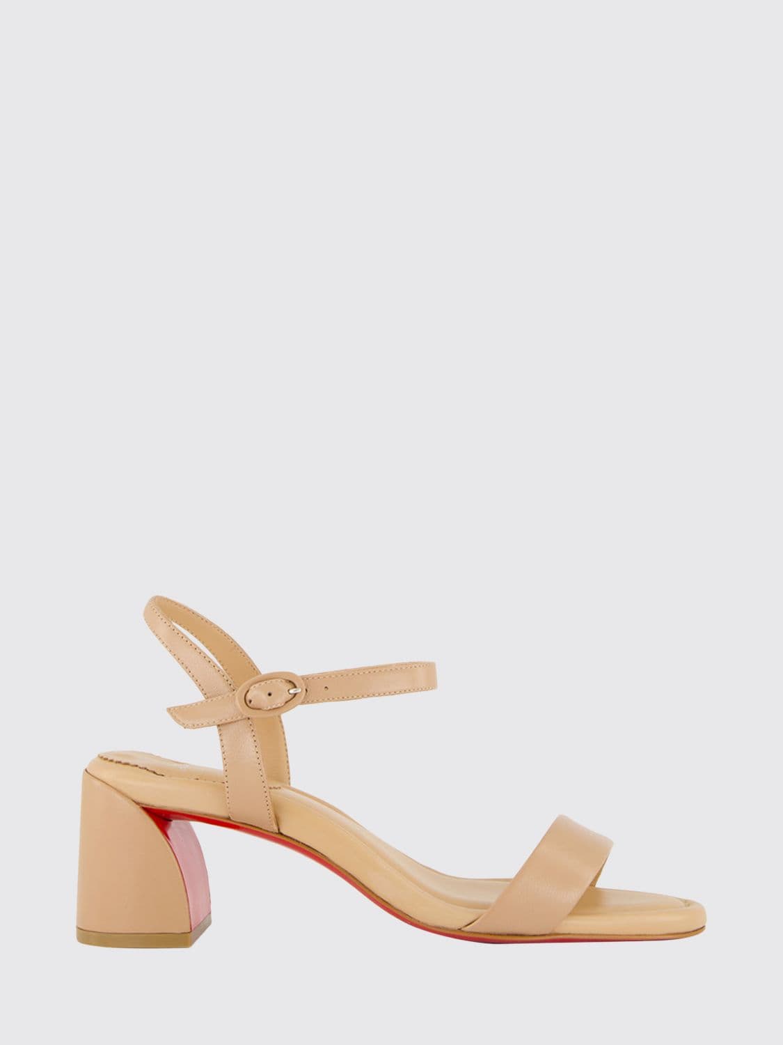 Christian Louboutin Miss Jane Nappa Leather Mid-Heel Sandals with Strap