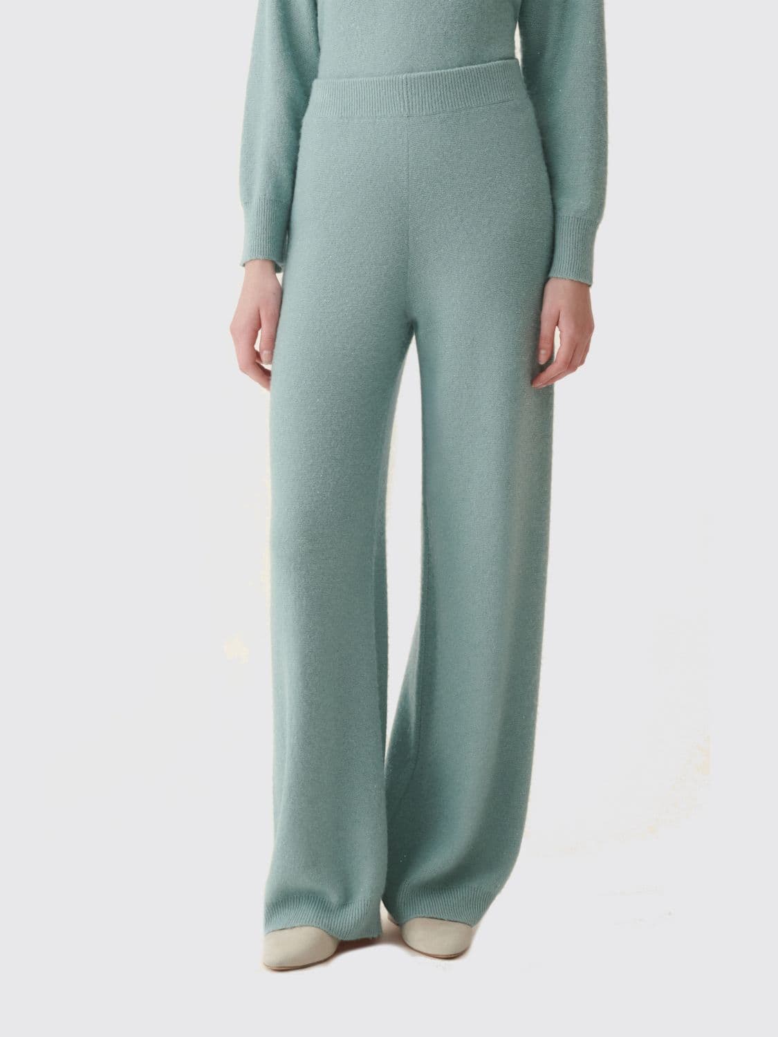 Fabiana Filippi High-Waisted Wool and Silk Blend Wide-Leg Knit Trousers · 40