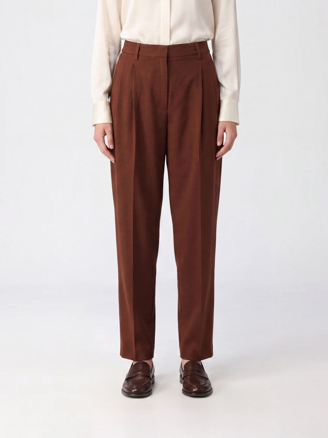 Fabiana Filippi Wide Leg Stretch Cotton Trousers with Jewel Detail