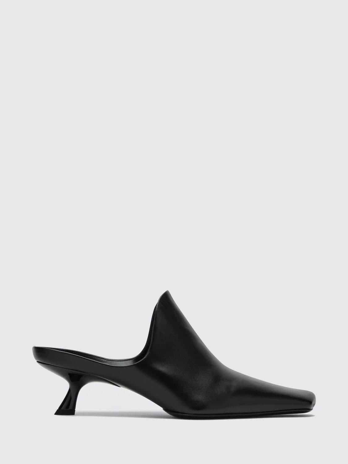Loewe Emily Calfskin Mules with Square Toe and Flared Heel