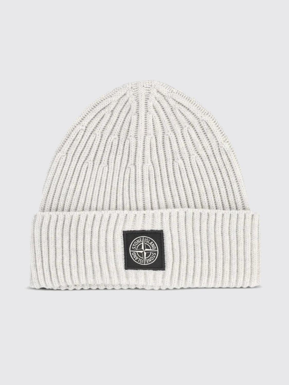 Stone Island Ribbed RWS Virgin Wool Beanie Hat with Compass Logo Patch