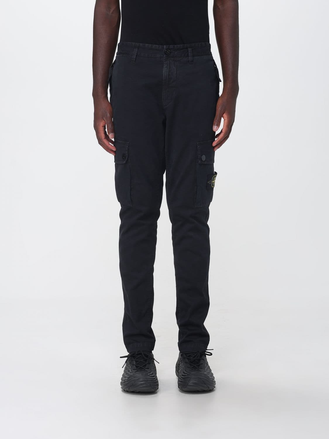 Stone Island Stretch Organic Cotton Cargo Trousers with Compass Logo