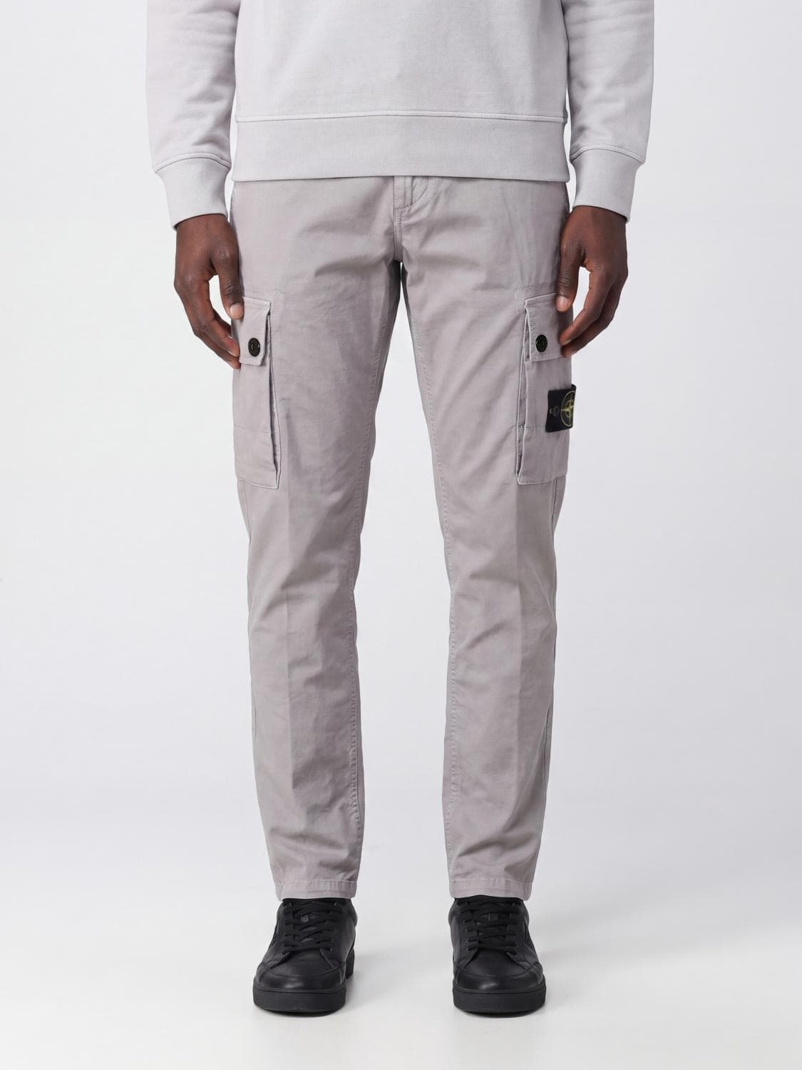 Stone Island Stretch Organic Cotton Cargo Trousers with Compass Logo