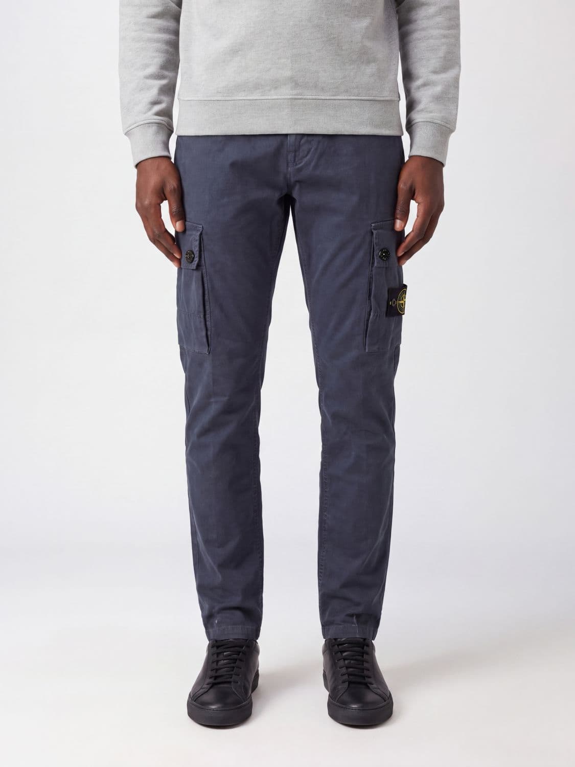 Stone Island Stretch Organic Cotton Cargo Trousers with Compass Logo