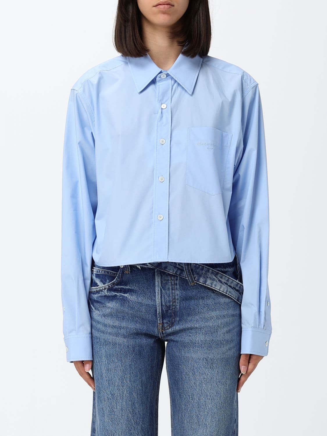 Alexander Wang Long-Sleeved Stretch-Cotton Shirt with Pockets