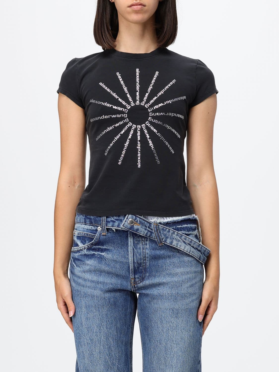 Alexander Wang Slim Fit Stretch-Cotton T-Shirt with Contrast Logo