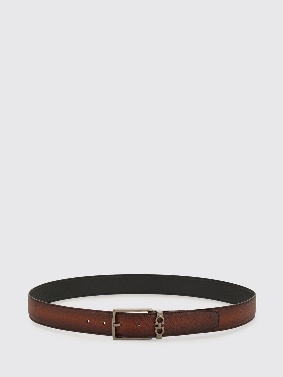Ferragamo Reversible and Adjustable Calf Leather Belt with Gancini Buckle