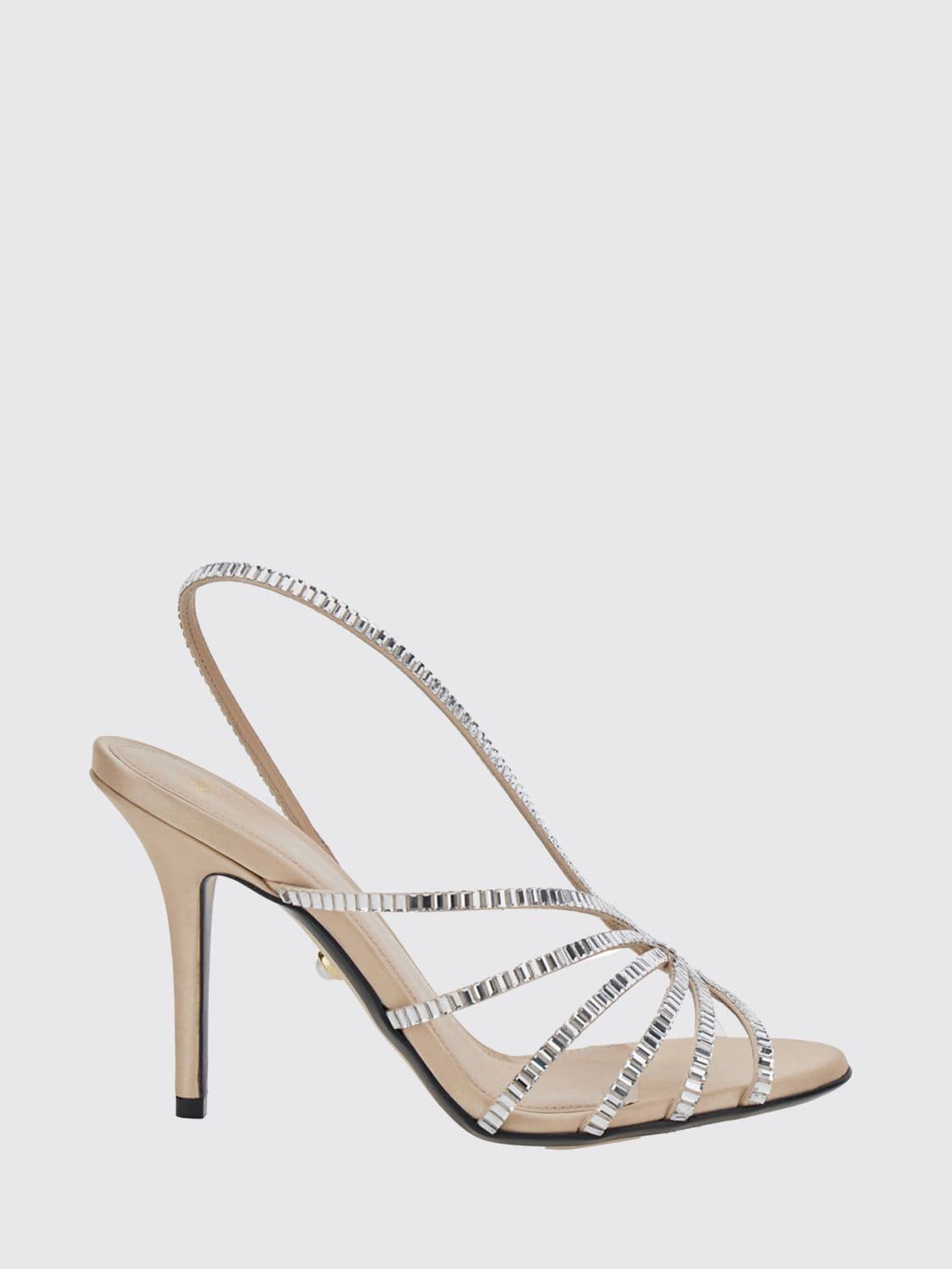 Alevì Milano Star Silk Slingback Sandals with Crystals and Stiletto Heel